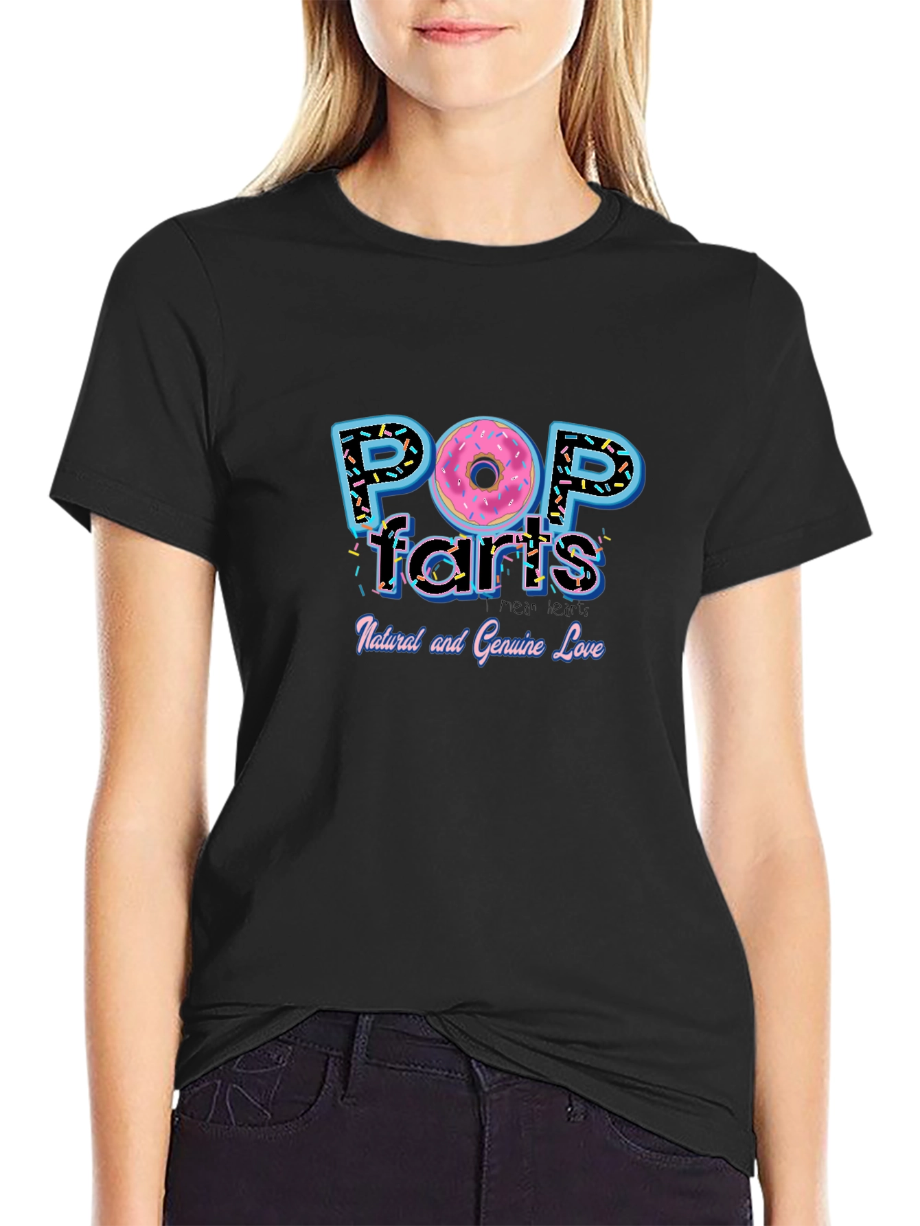 Black Pop Farts T-Shirt - Funny Donut Graphic Tee view 2