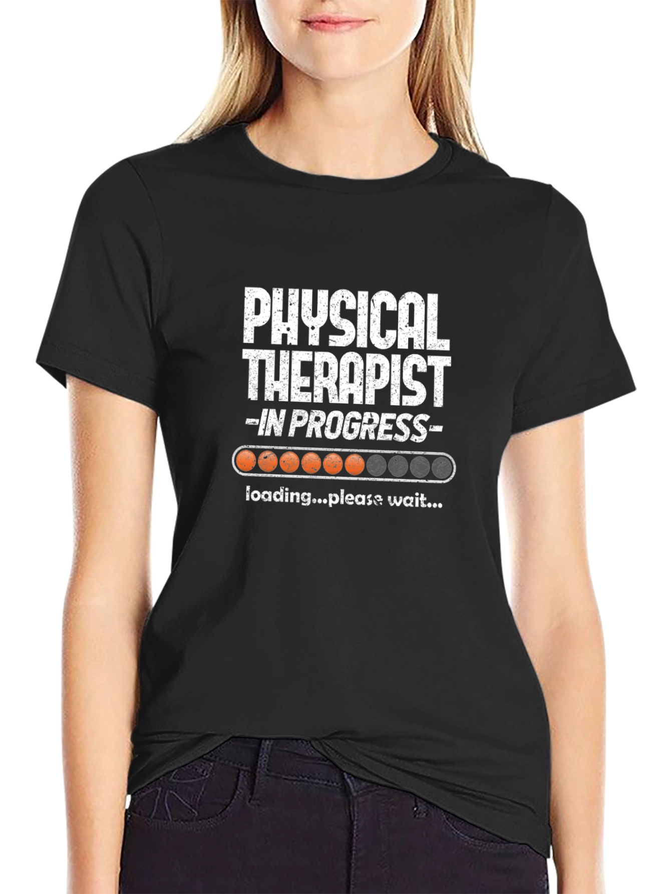 Black Physical Therapist in Progress Loading T-Shirt view 2