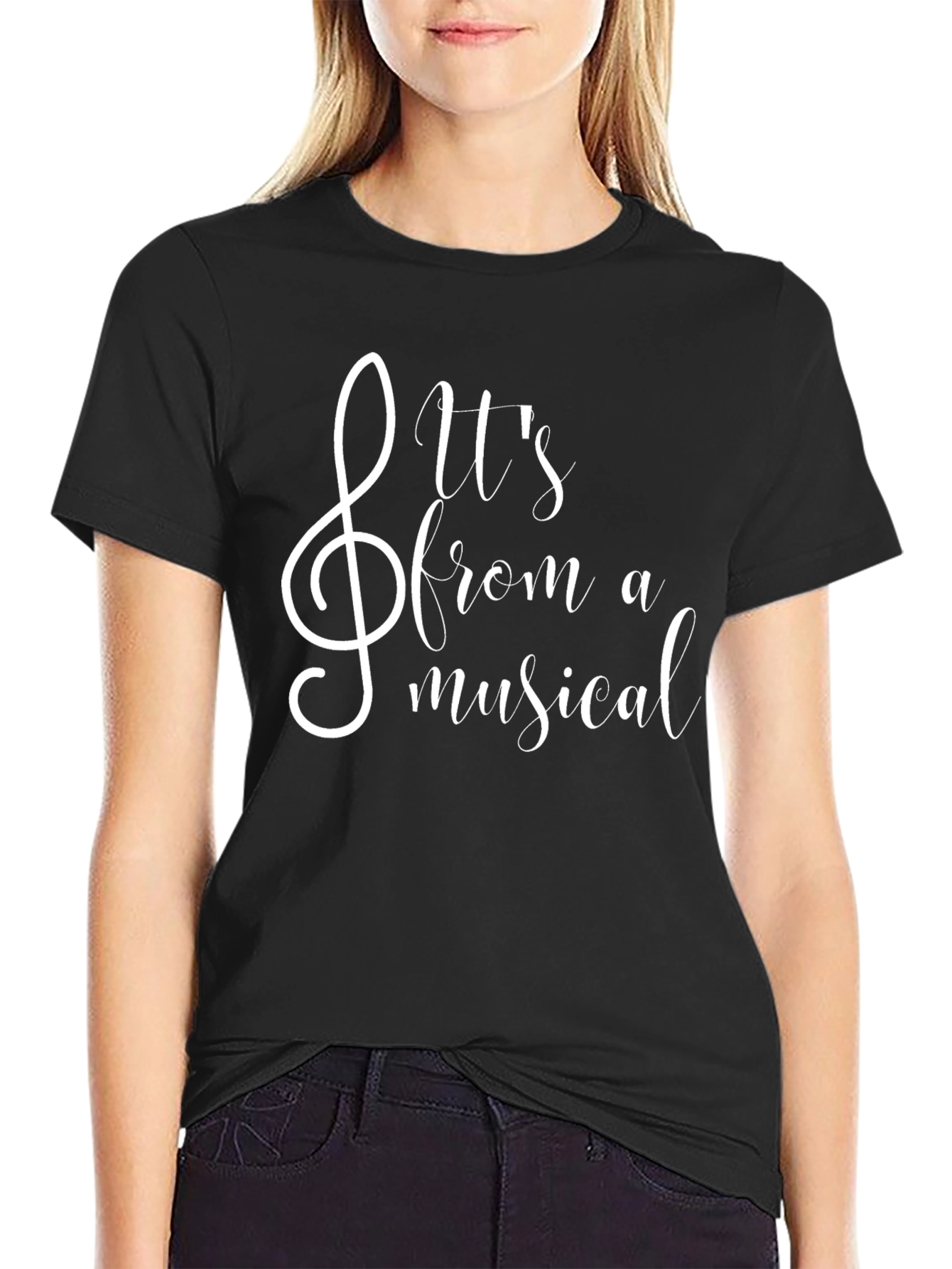 Black Musical T-Shirt - Treble Clef Design view 2