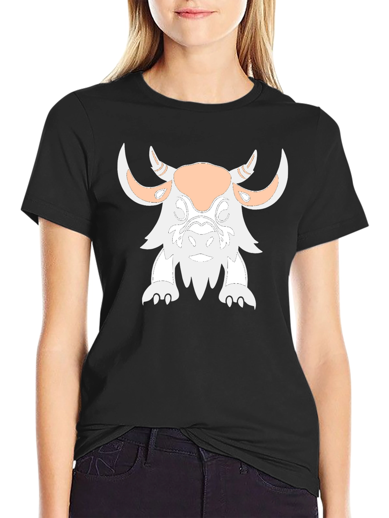 Black Cool Black T-Shirt with Bull Graphic view 2