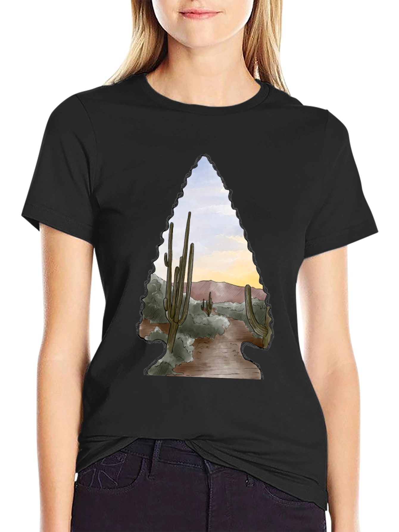 Black Desert Arrowhead Graphic Tee - Black Cotton Blend view 2