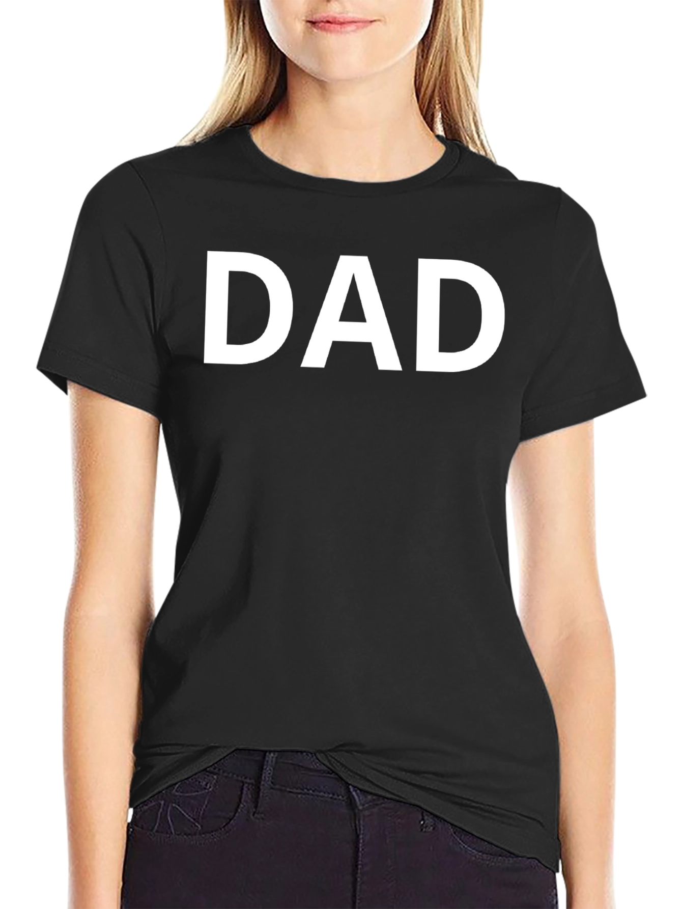 Black Men's "Dad" Graphic T-Shirt - Black Cotton Blend view 2
