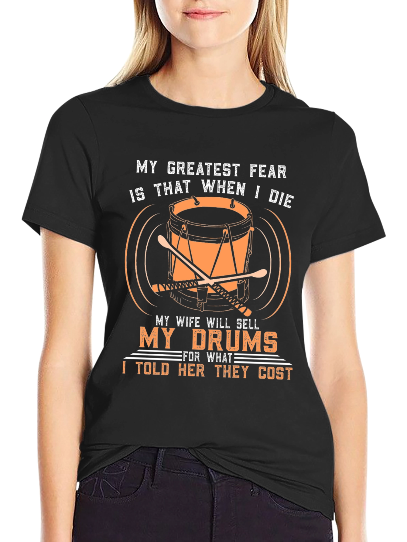 Black Drummer T-Shirt - My Greatest Fear Drums! view 2
