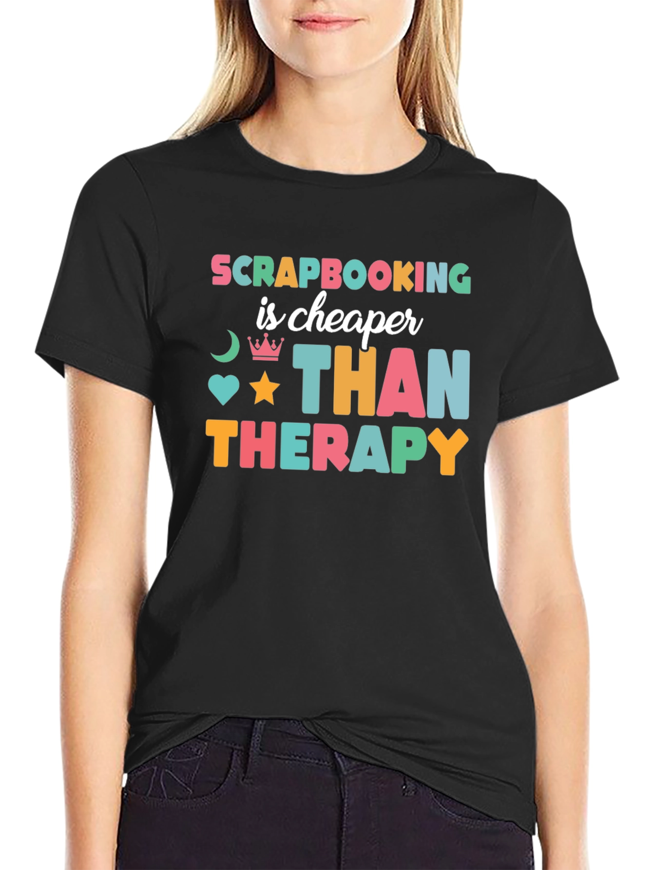 Black Scrapbooking is Cheaper Than Therapy T-Shirt view 2