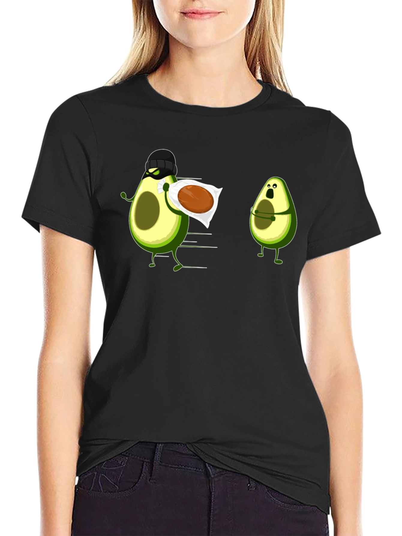 Black Avocado Thief Graphic Tee - Funny Fruit Humor view 2