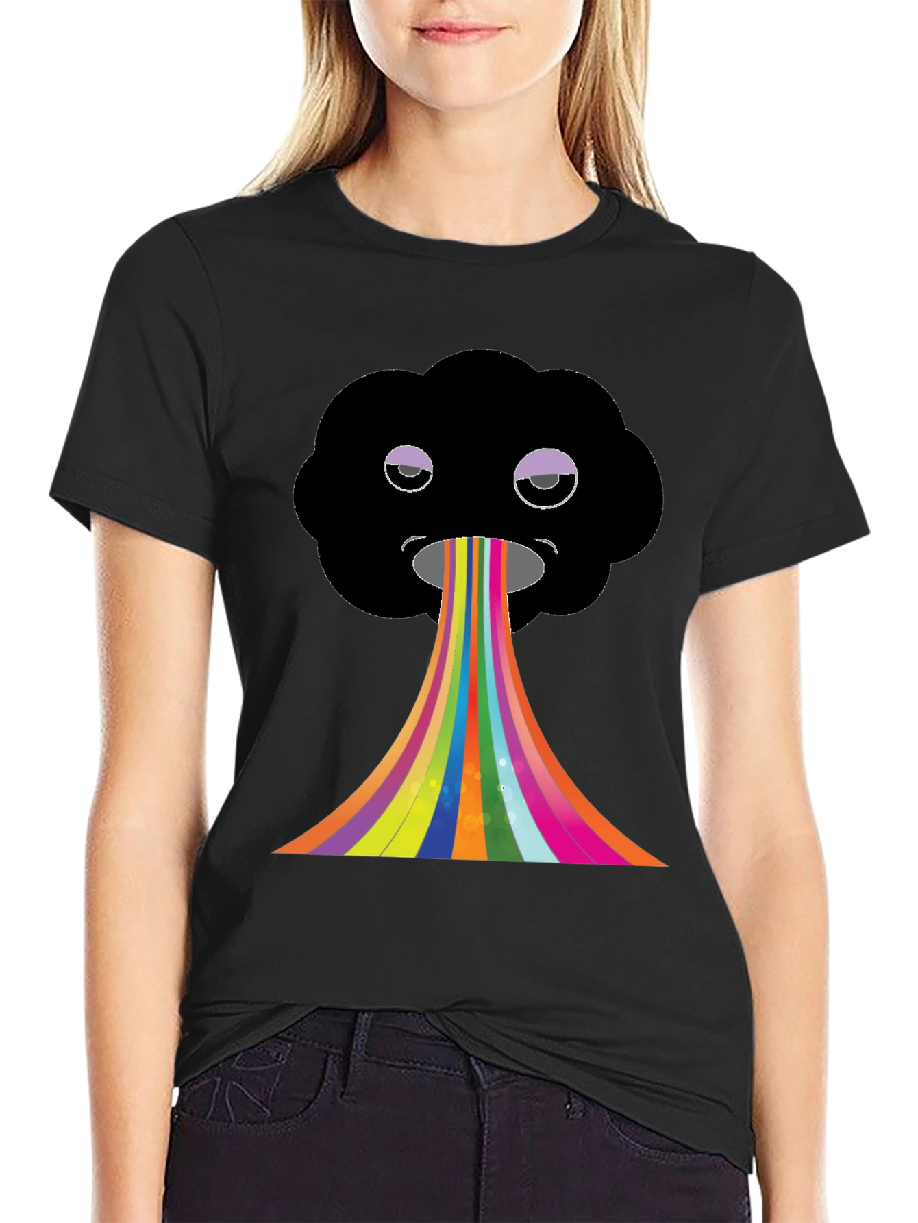 Black Rainbow Cloud Graphic Tee view 2