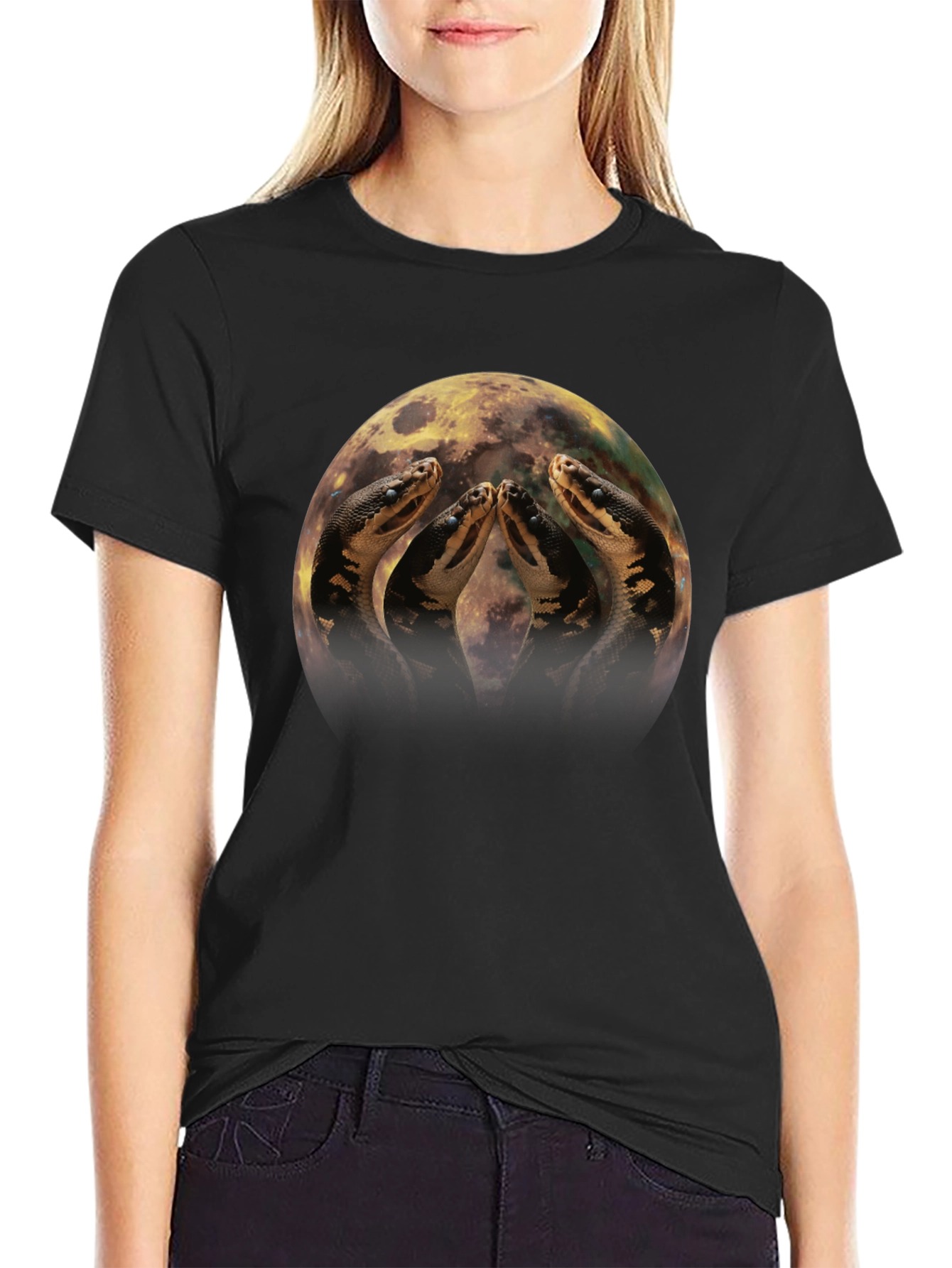 Black Anaconda Moon T-Shirt view 2
