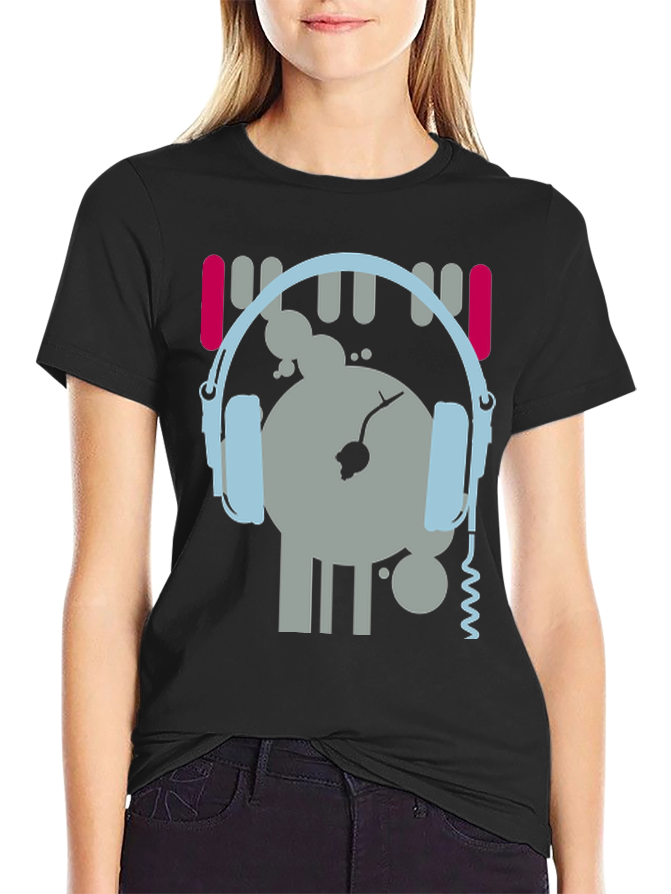 Black DJ Graphic Tee - Music Lover's Black T-Shirt view 2