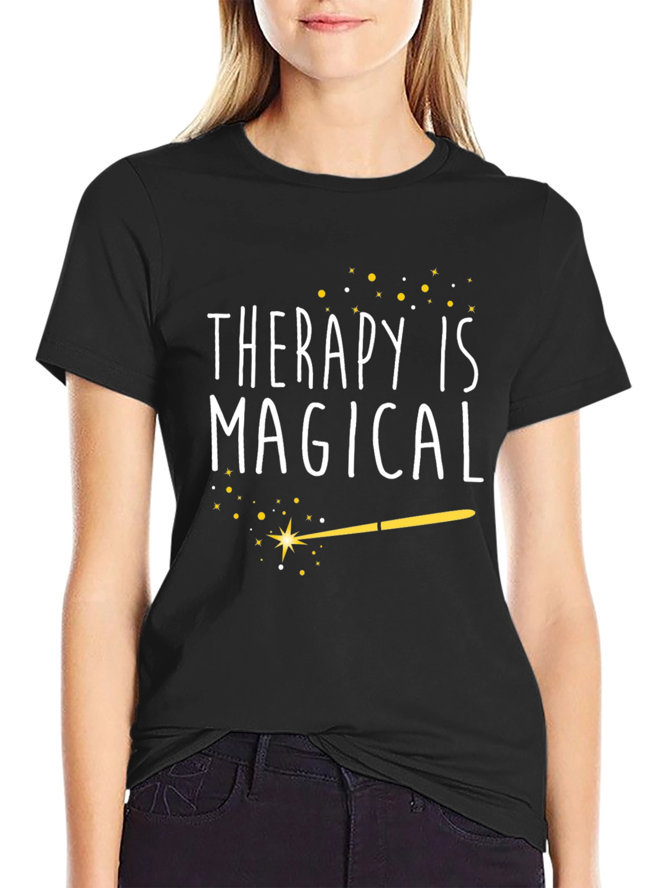 Black Therapy is Magical T-Shirt - Graphic Tee view 2