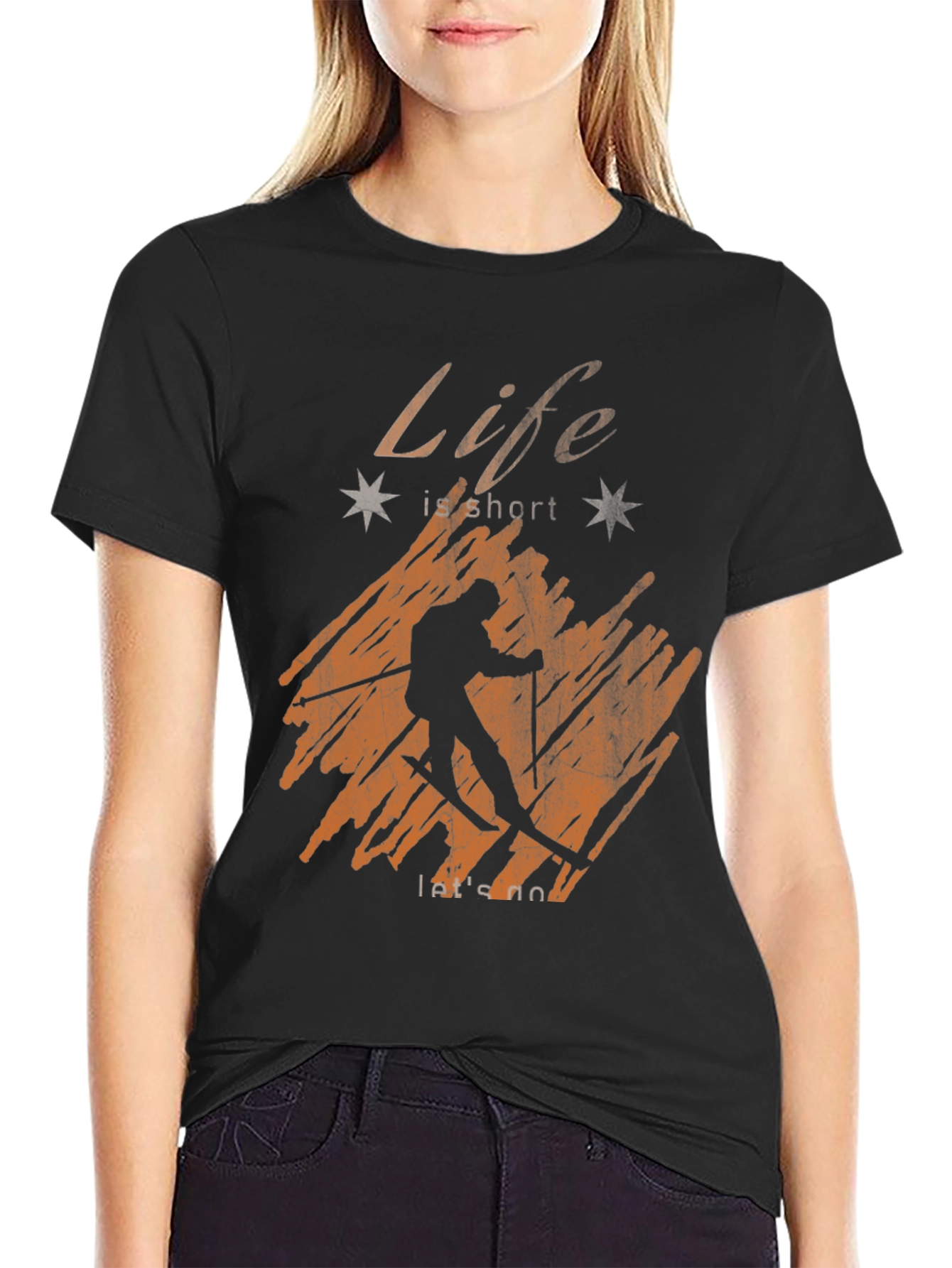 Black Life is Short Ski T-Shirt - Unisex view 2