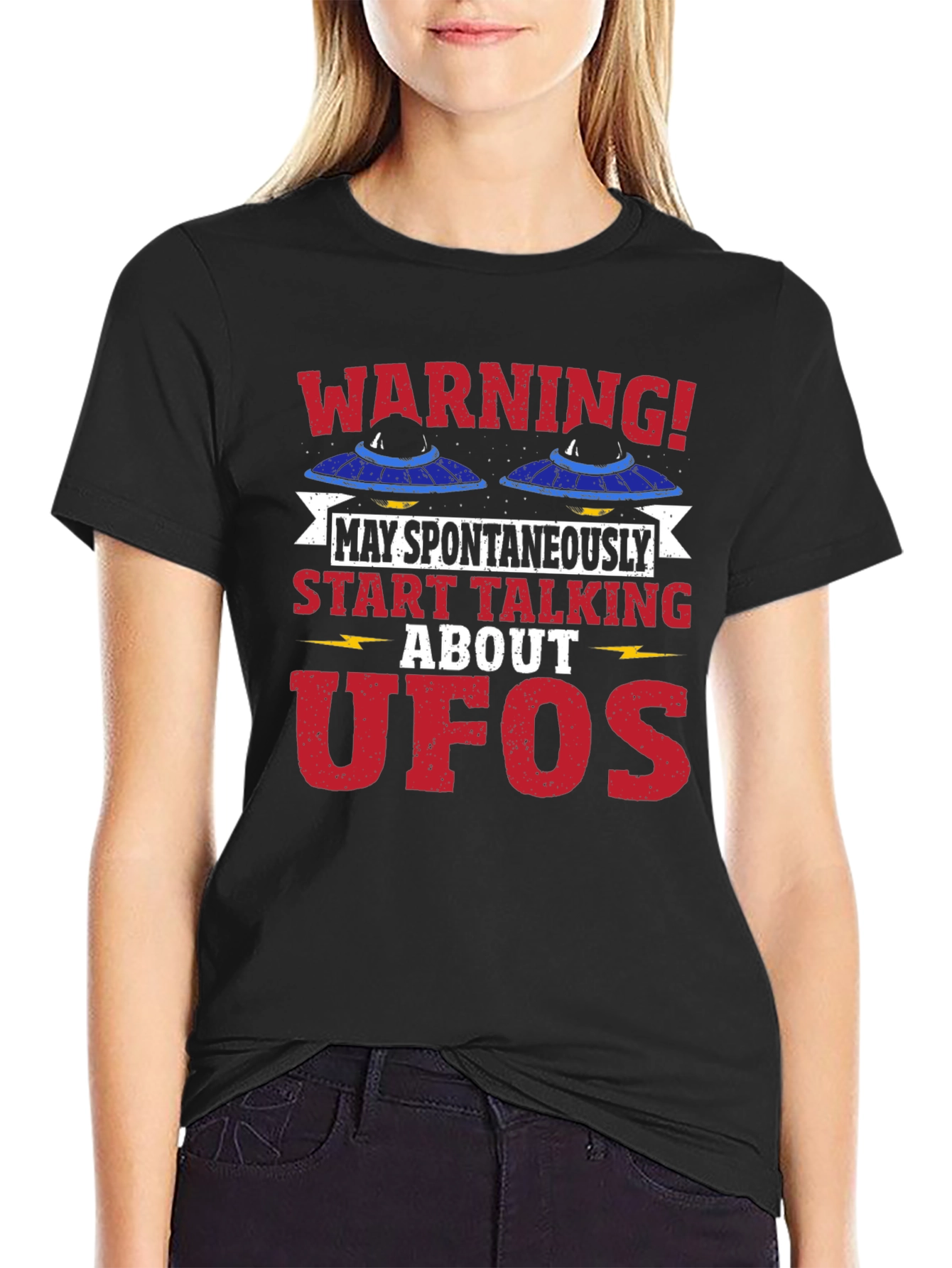 Black UFO Conversation Starter Graphic Tee view 2