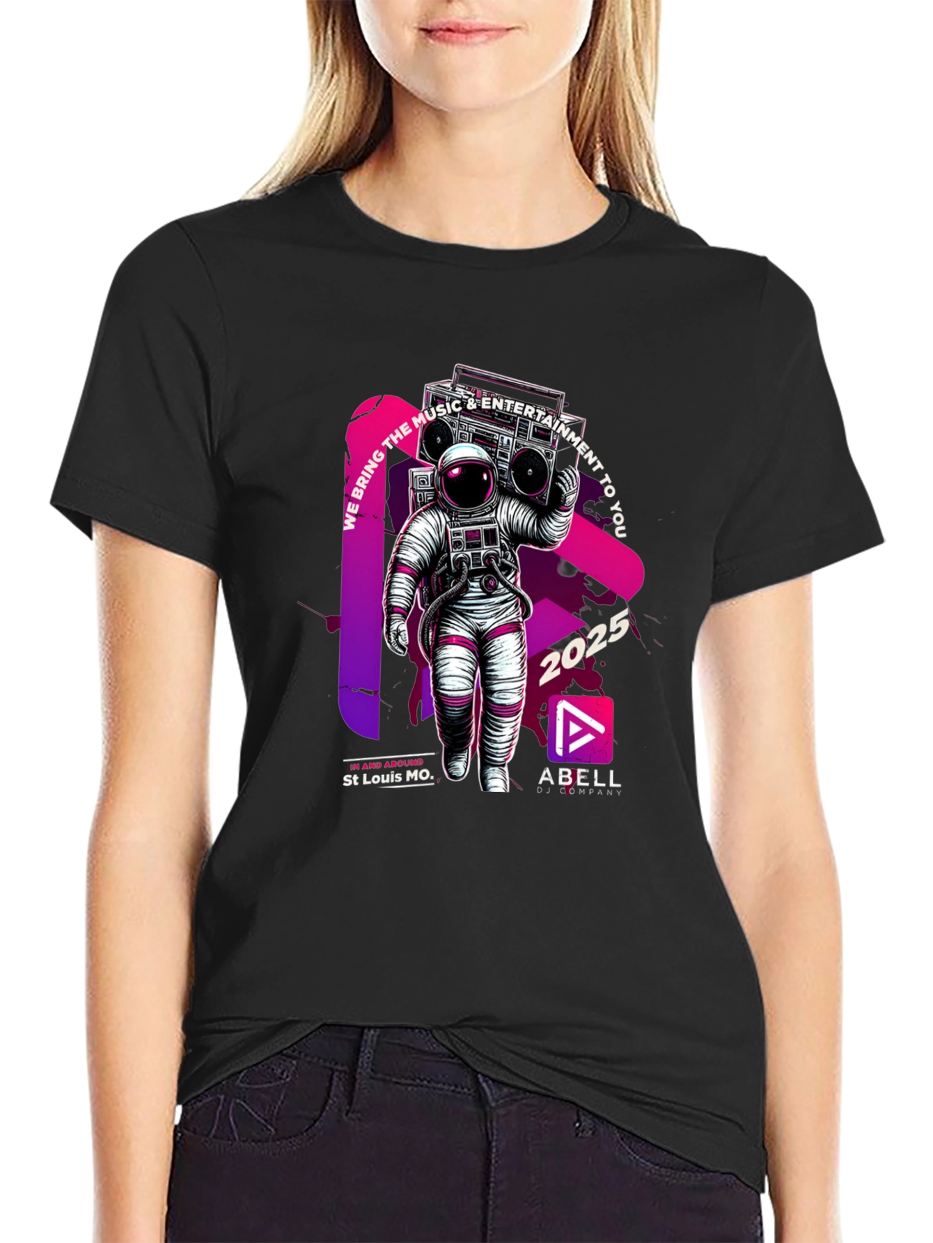 Black Astronaut Music T-Shirt - We Bring the Music view 2