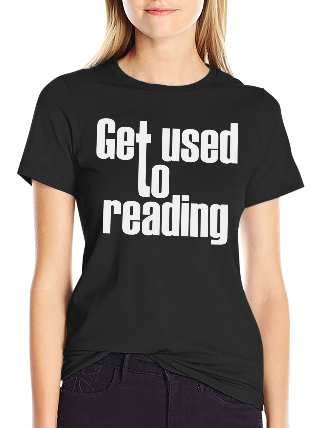 Black Get Used To Reading Graphic Tee - Unisex view 2