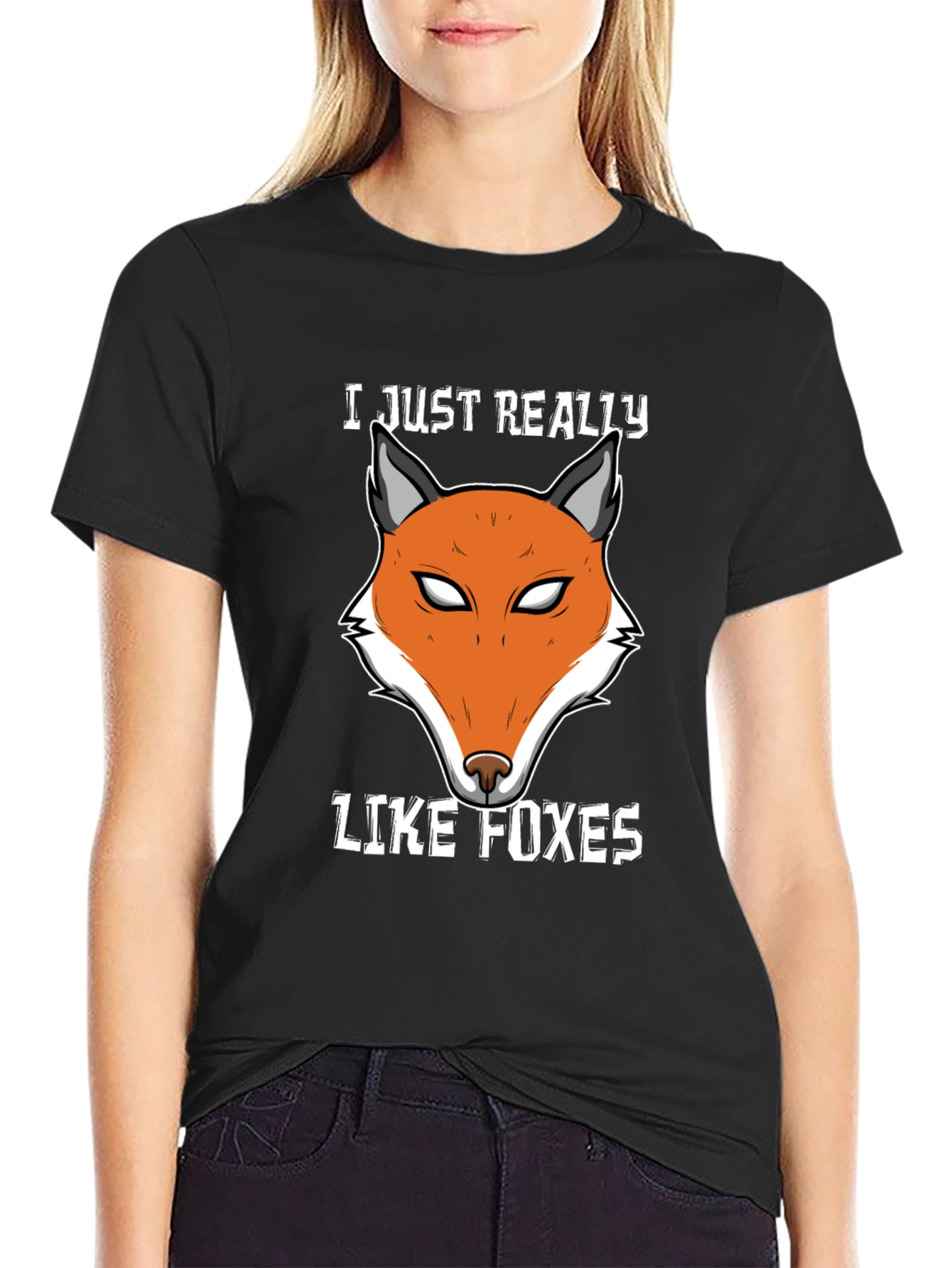 Black Fox Lover T-Shirt | Cute Fox Face Design view 2