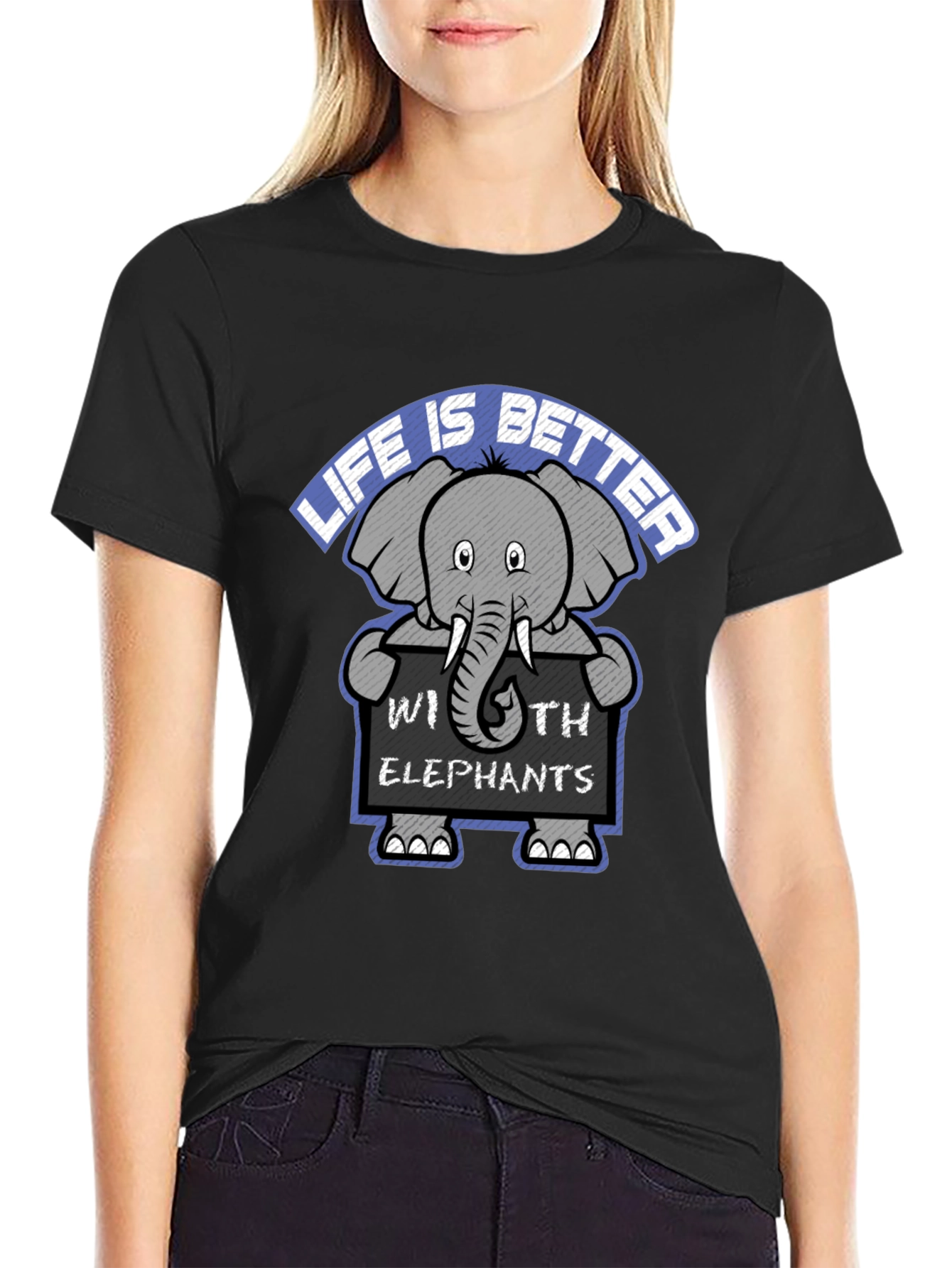Black Life is Better with Elephants Graphic Tee view 2