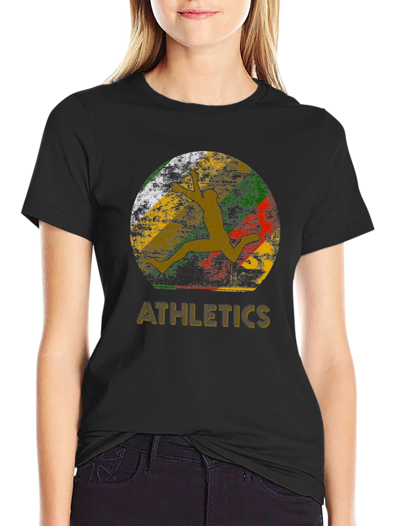 Black Retro Athletics Graphic Tee - Vintage Runner Design view 2