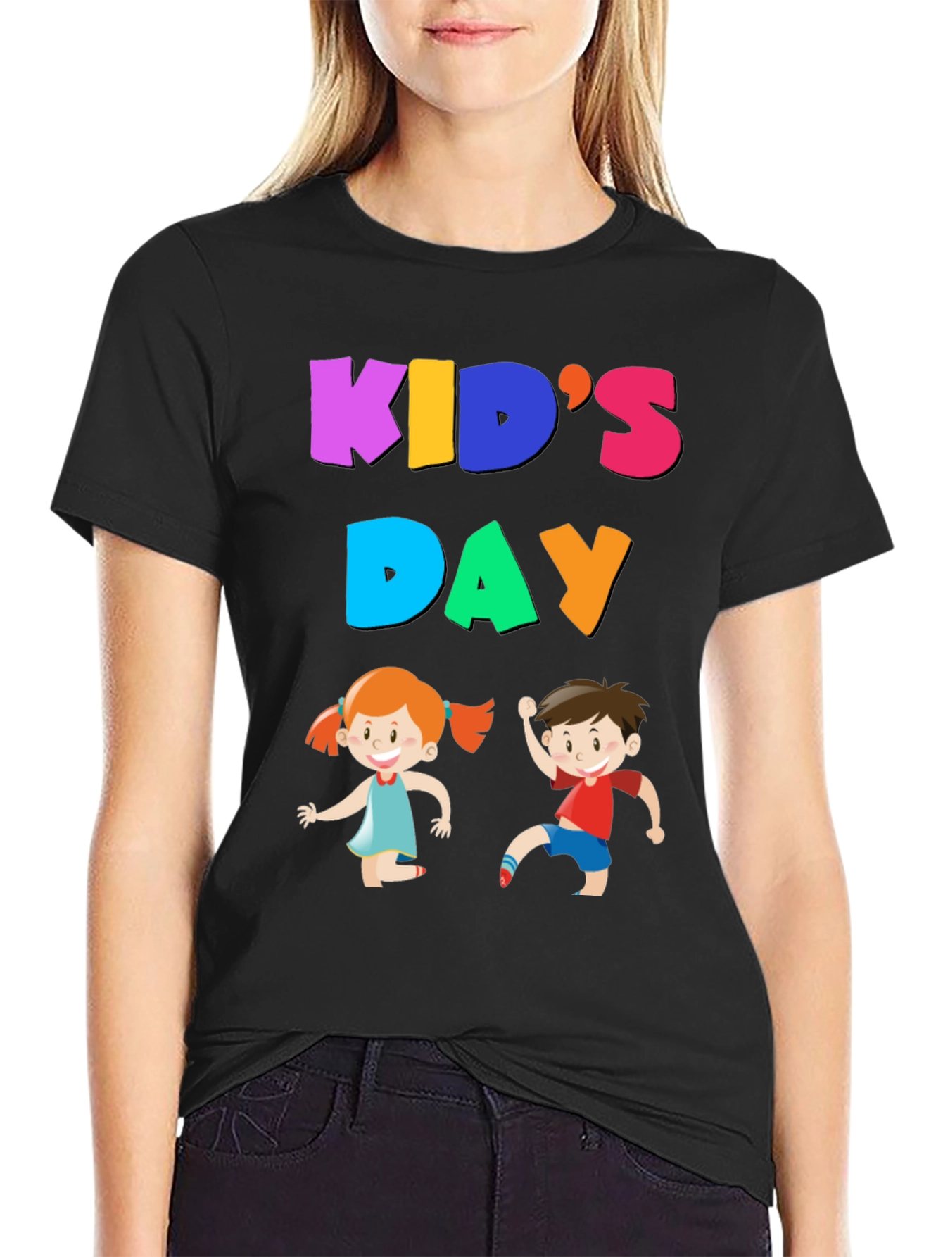 Black Colorful Kid's Day T-Shirt view 2