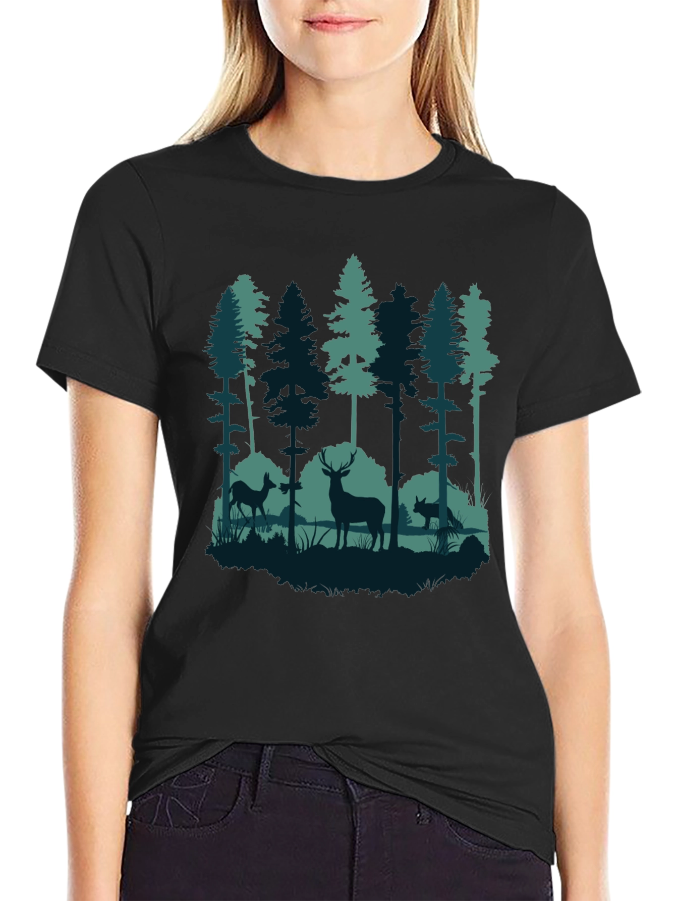 Black Nature Scene T-Shirt view 2