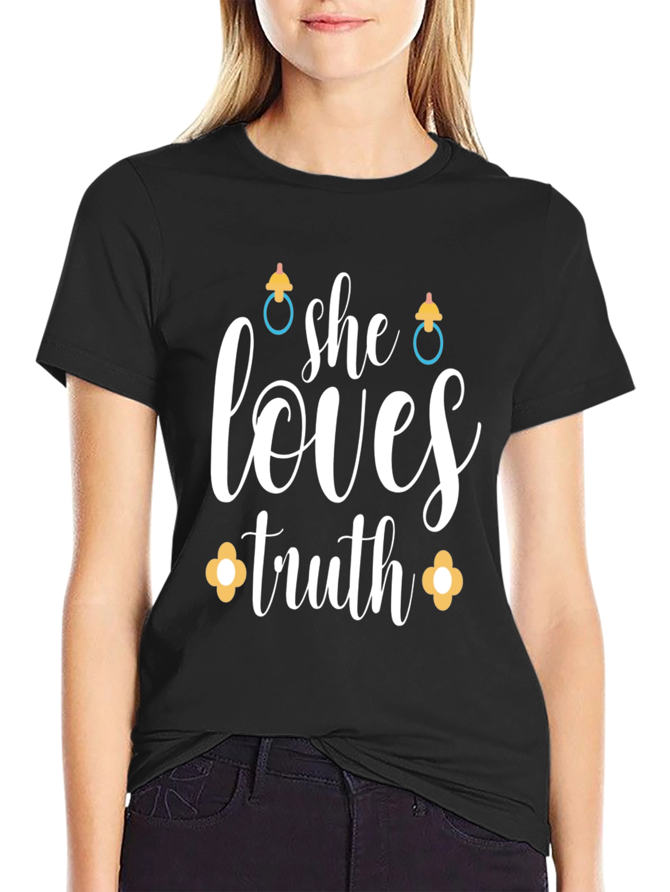 Black She Loves Truth T-Shirt view 2