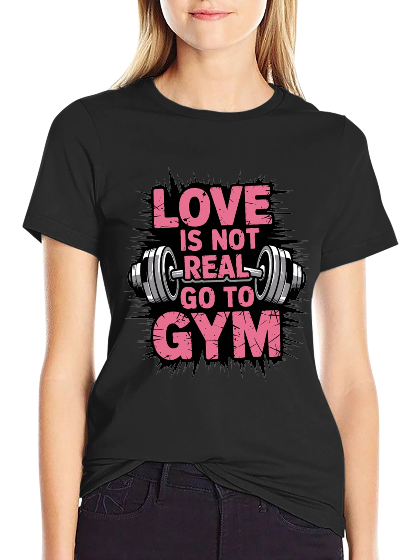 Black Love is Not Real Go To Gym Black T-Shirt view 2