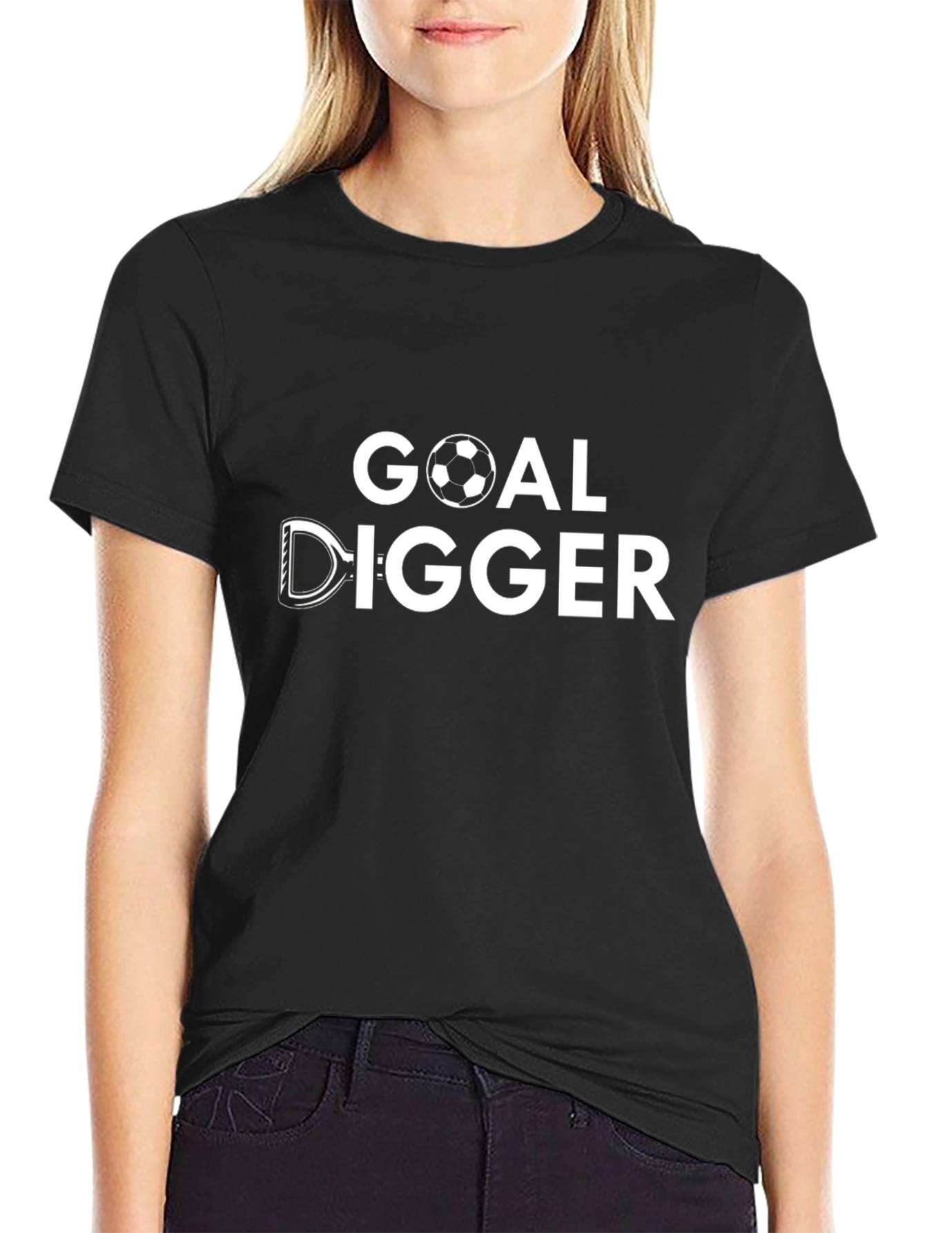 Black Goal Digger Funny Soccer Graphic T-Shirt view 2