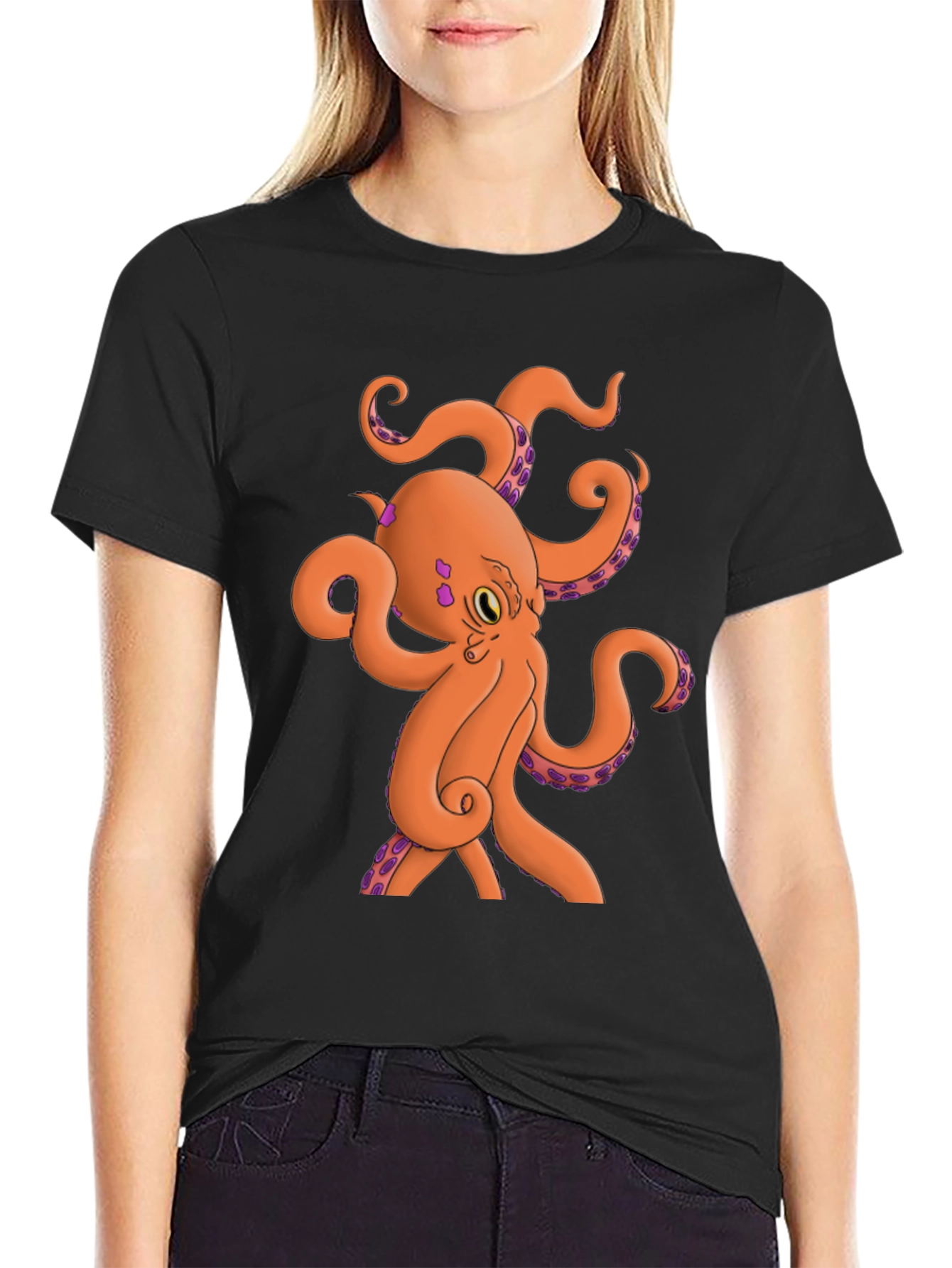Black Octopus Graphic Tee - Black Cotton Blend view 2
