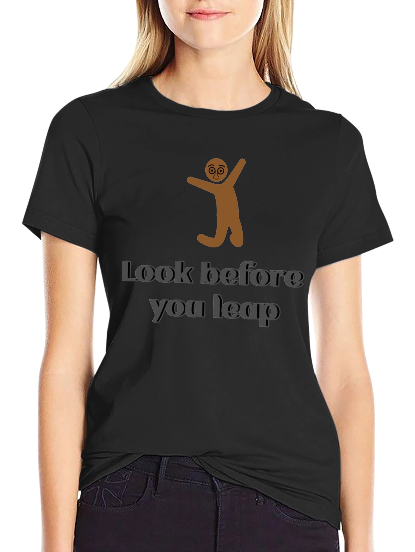 Black Look Before You Leap Graphic T-Shirt view 2