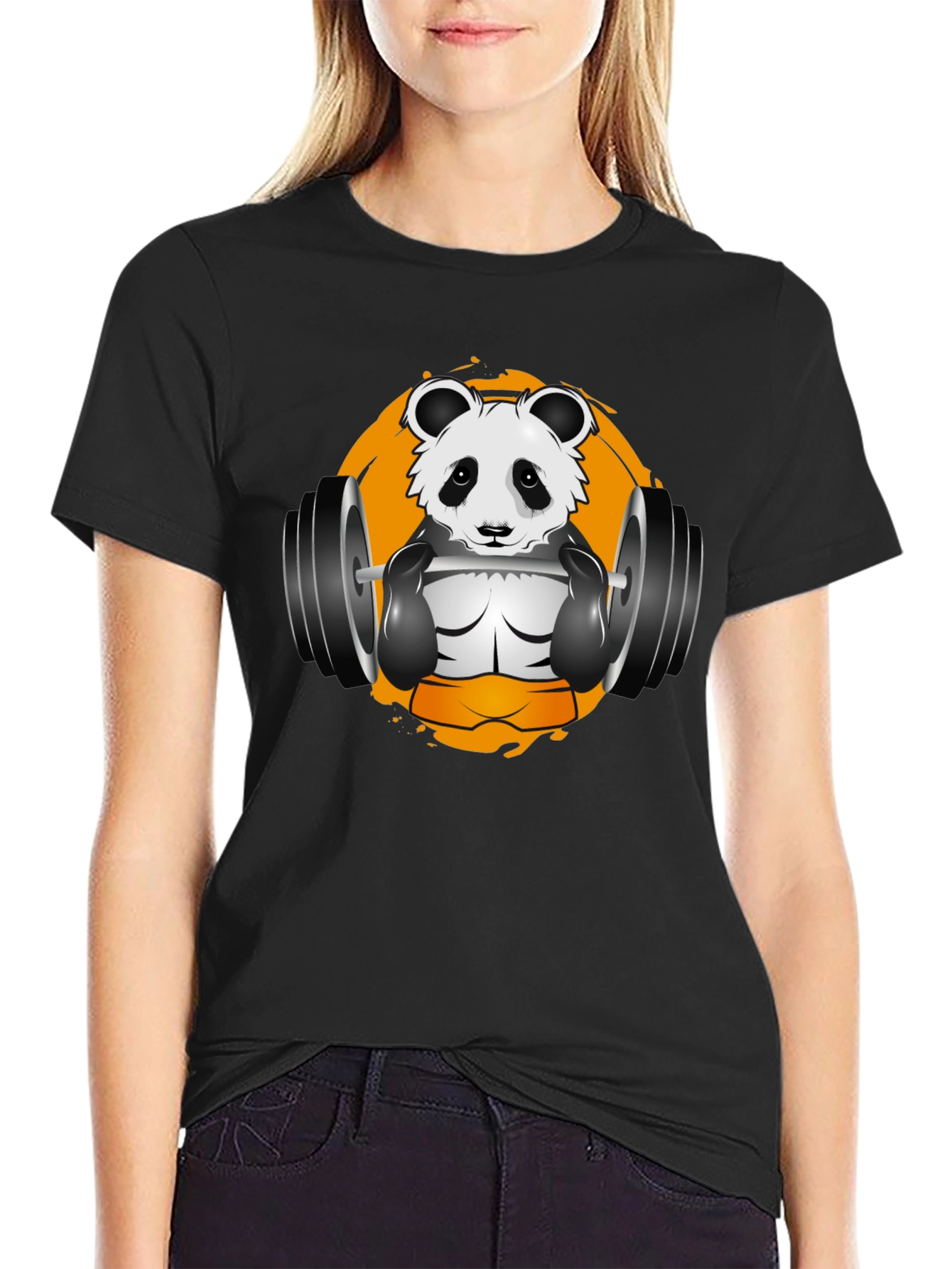 Black Panda Gym T-Shirt - Black Graphic Tee view 2