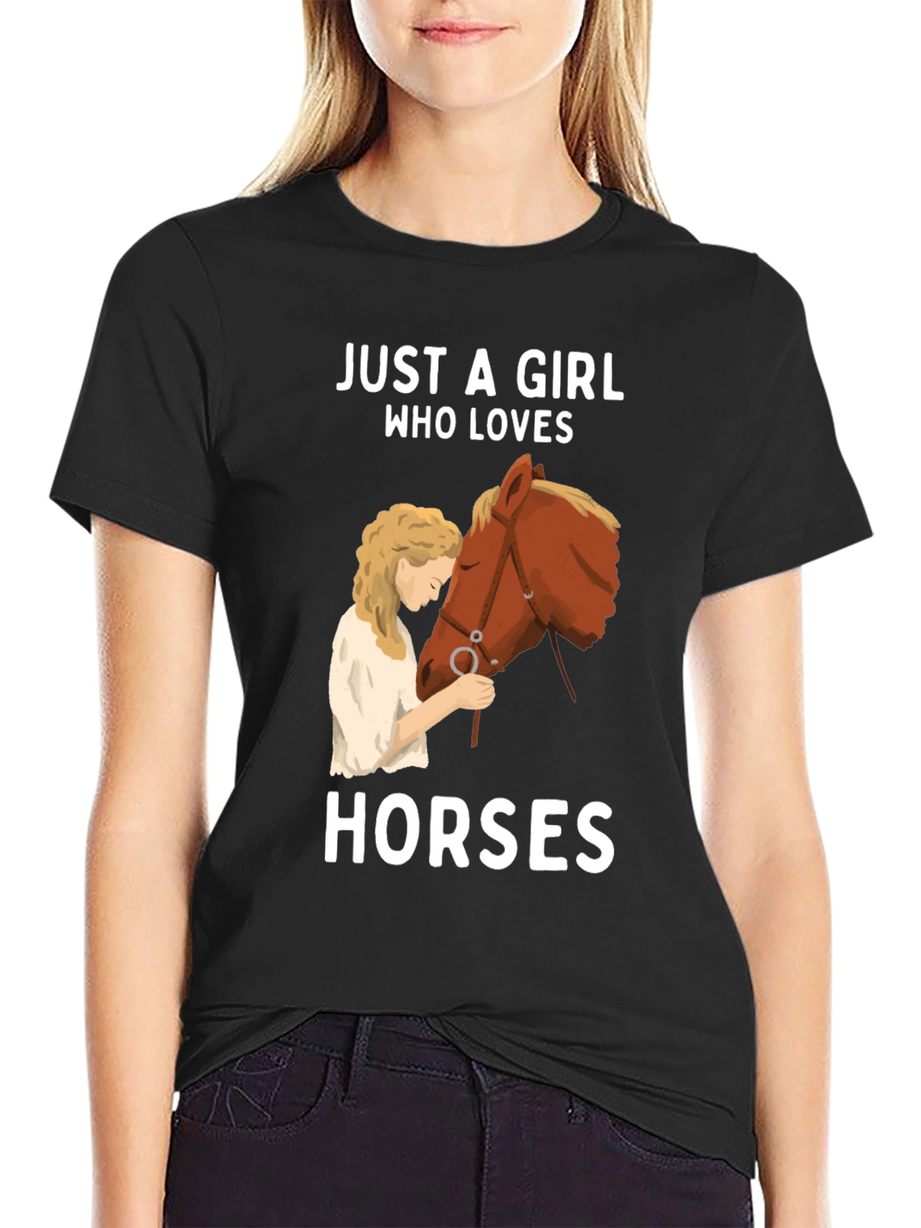 Black Girl Who Loves Horses T-Shirt view 2