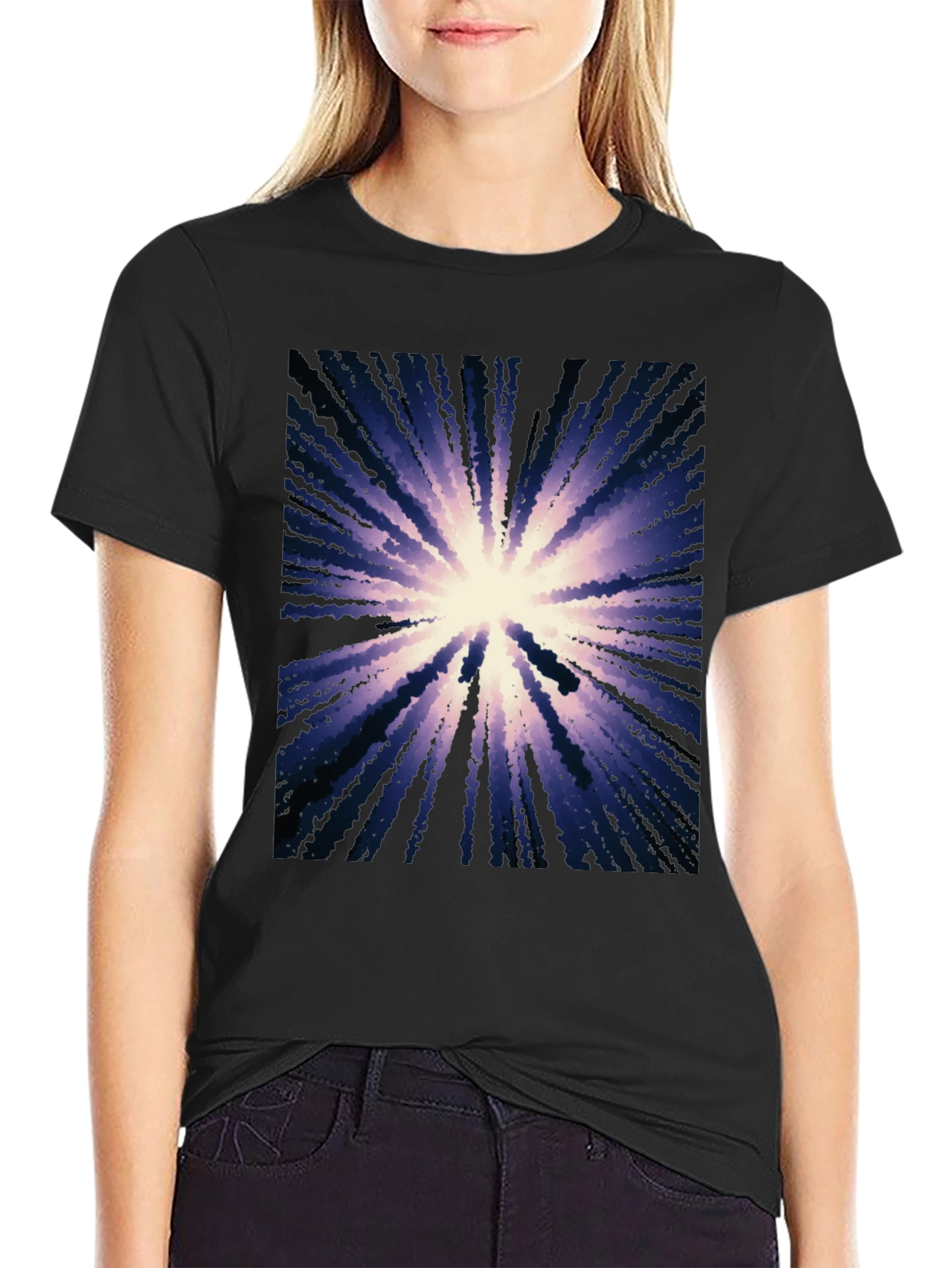 Black Abstract Burst Graphic Black T-Shirt view 2