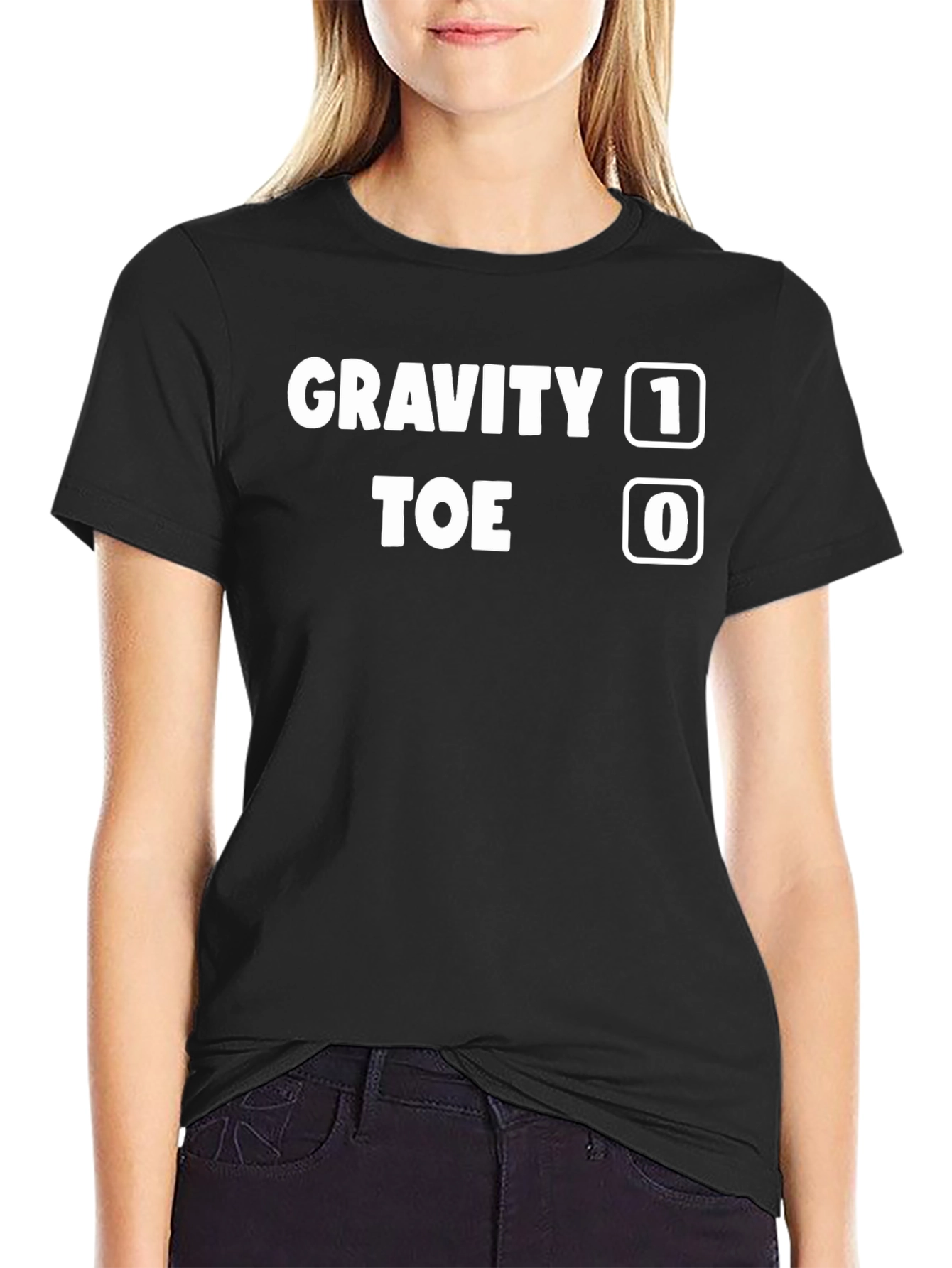 Black Gravity 1 Toe 0 Funny Graphic Tee - Casual Style view 2