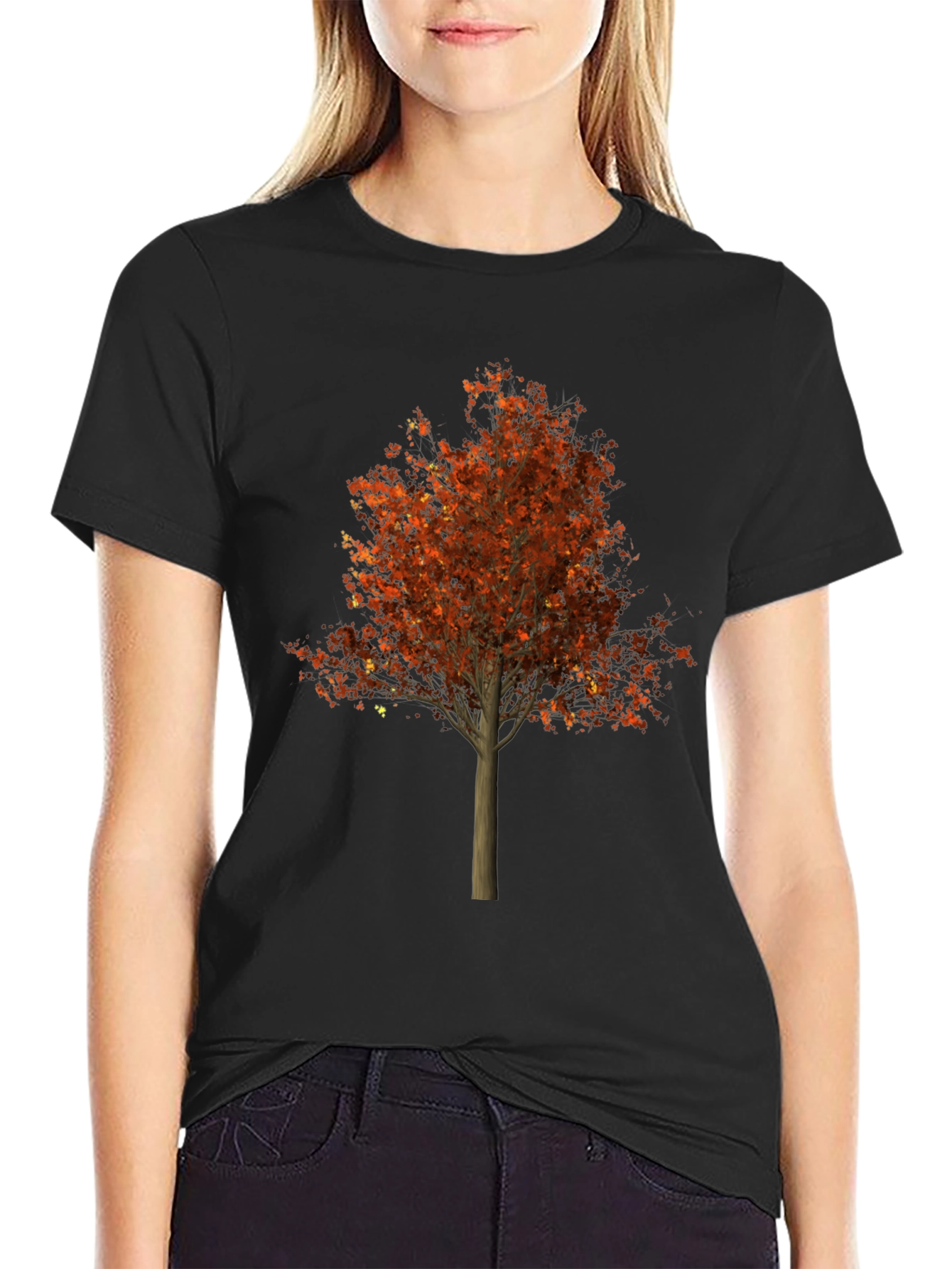 Black Autumn Tree Graphic Tee - Stylish Nature Inspired T-Shirt view 2