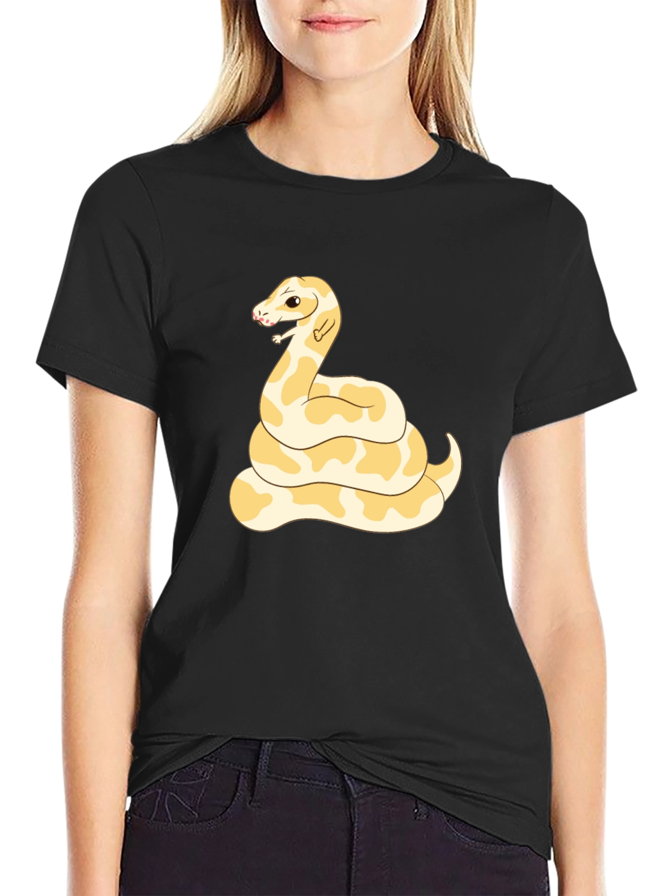 Black Snake Graphic Tee - Black Cotton T-Shirt view 2