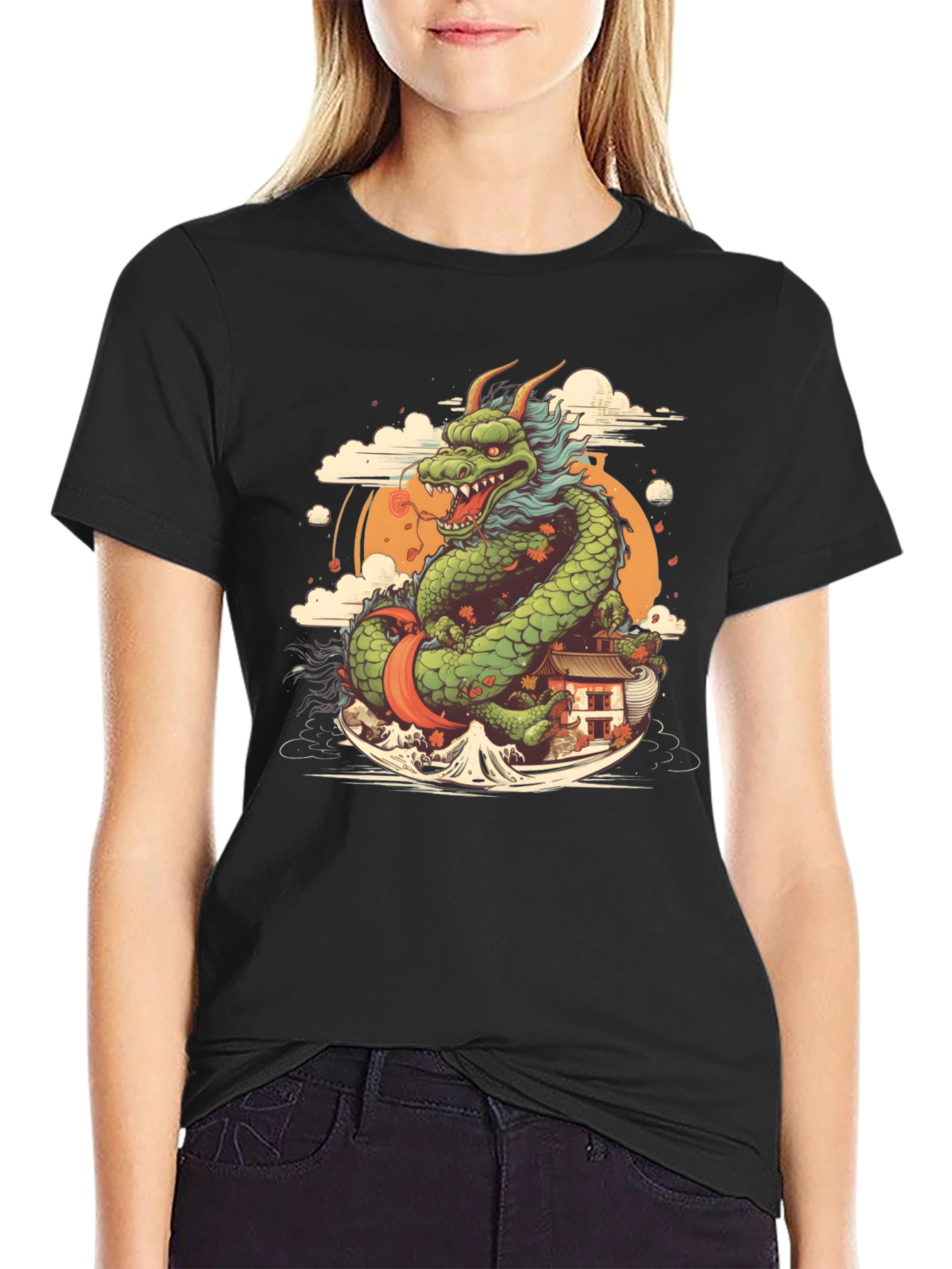 Black Dragon Graphic Tee - Japanese Art Inspired view 2