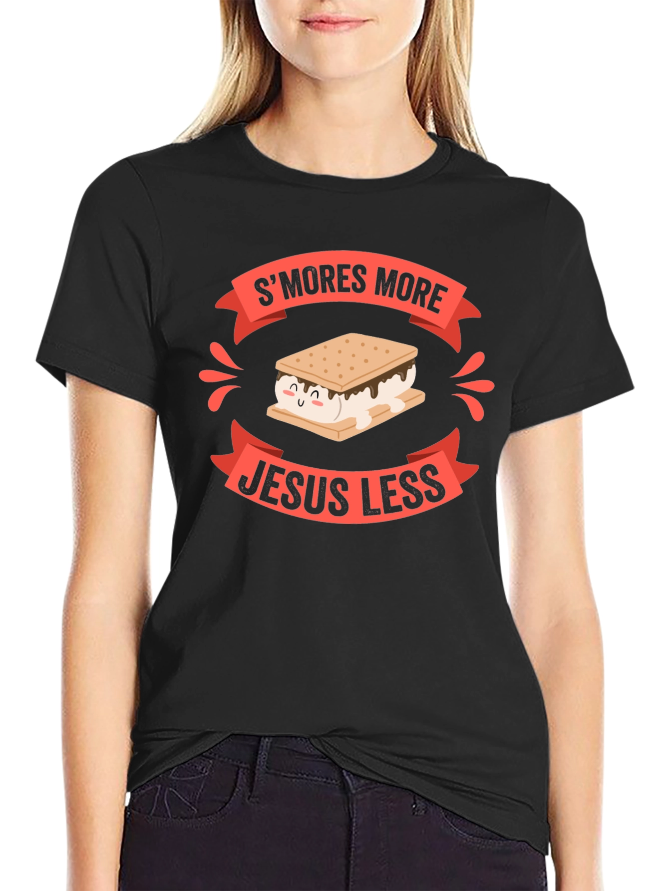 Black S'mores More Jesus Less Graphic T-Shirt view 2