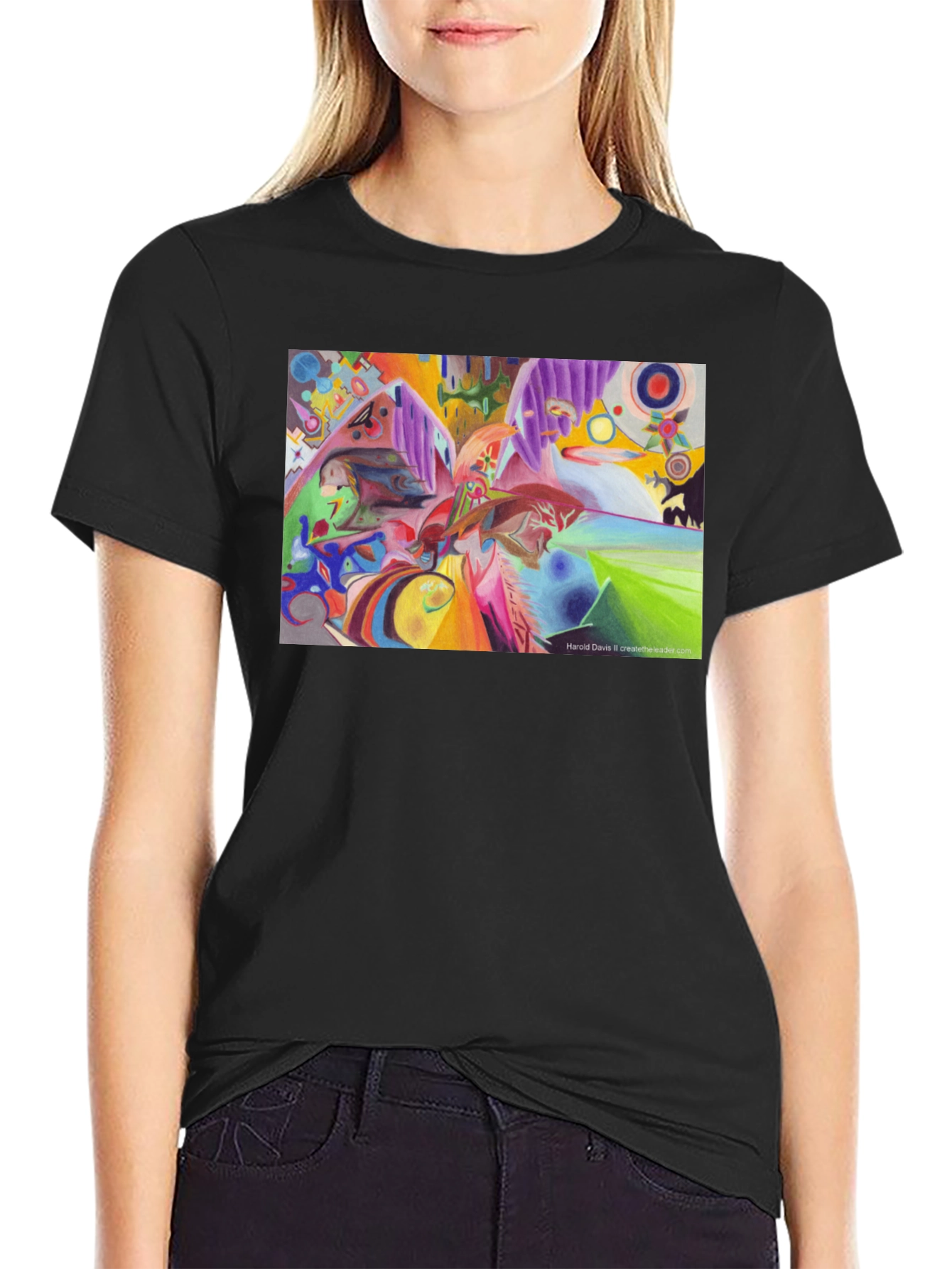 Black Abstract Art Print Tee - Stylish & Unique Design view 2