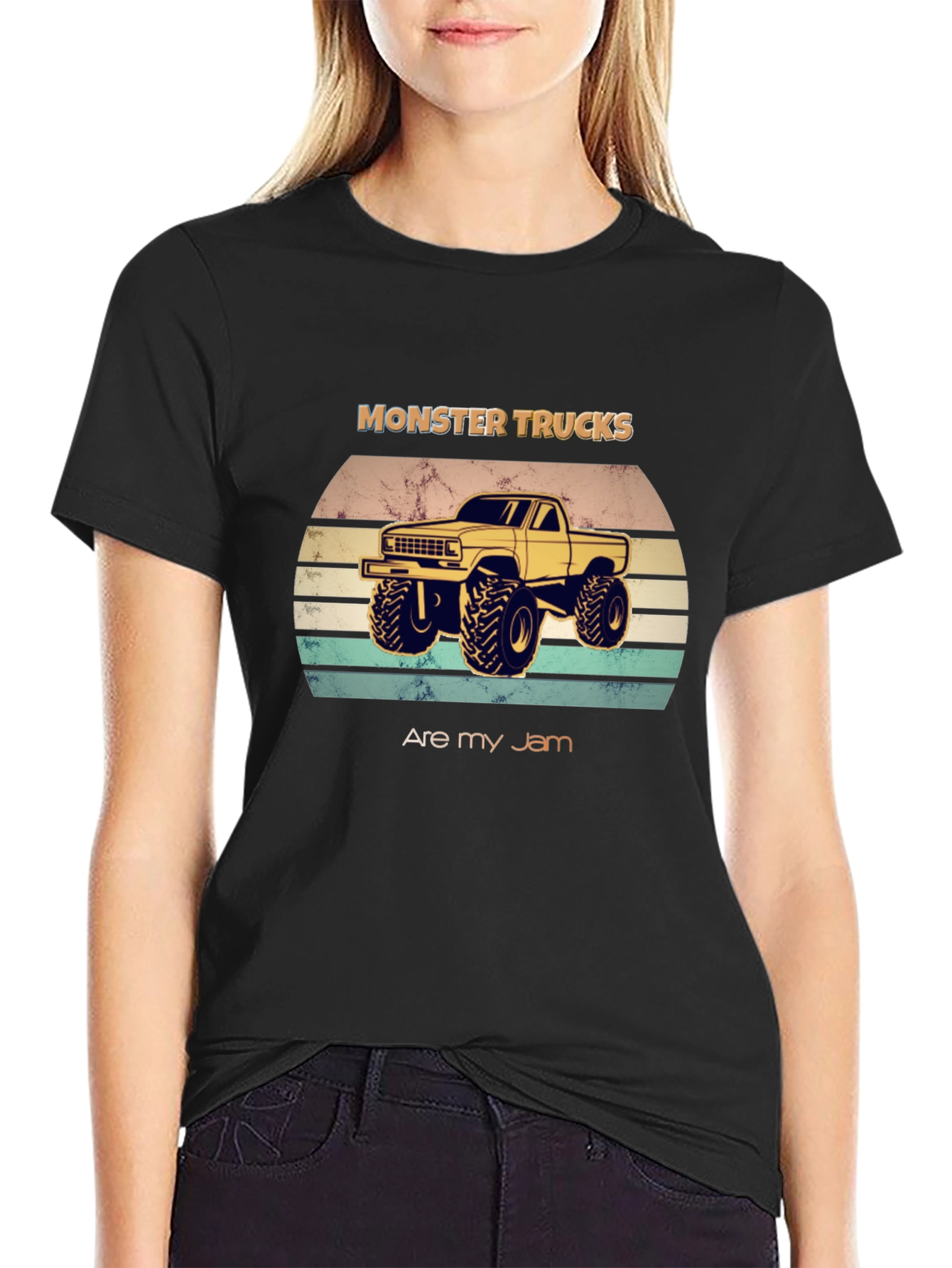 Black Monster Trucks Are My Jam T-Shirt view 2