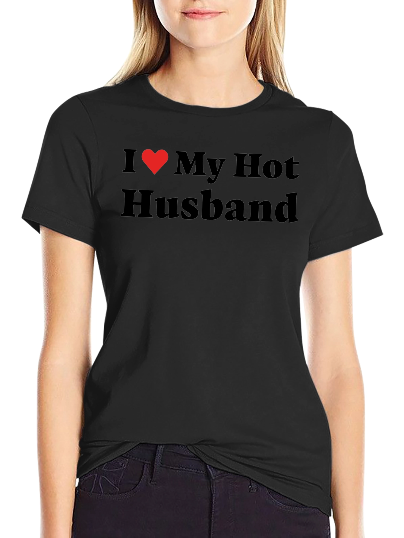 Black I Heart My Hot Husband T-Shirt - Novelty Apparel view 2