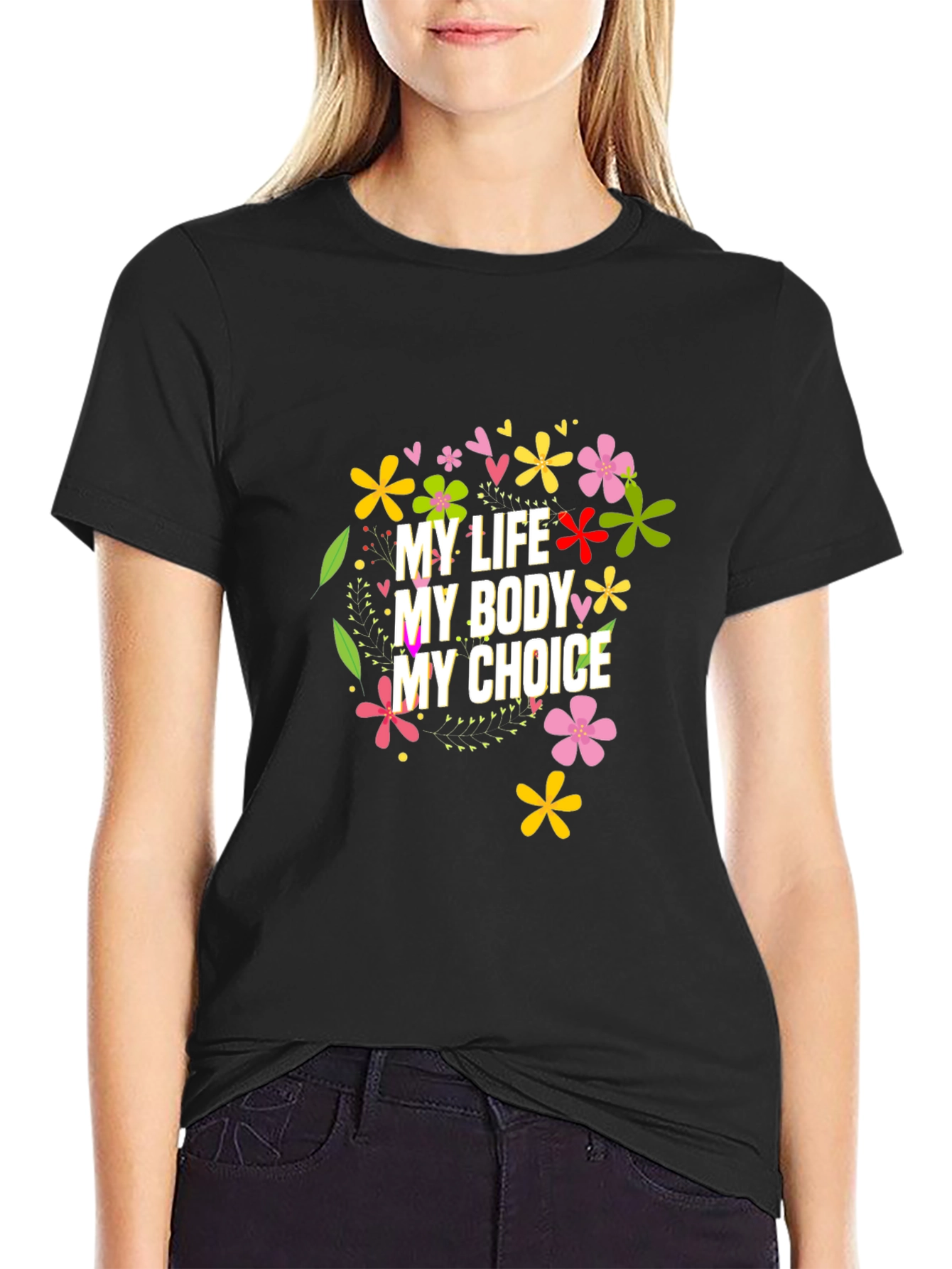 Black My Body My Choice Floral Tee view 2