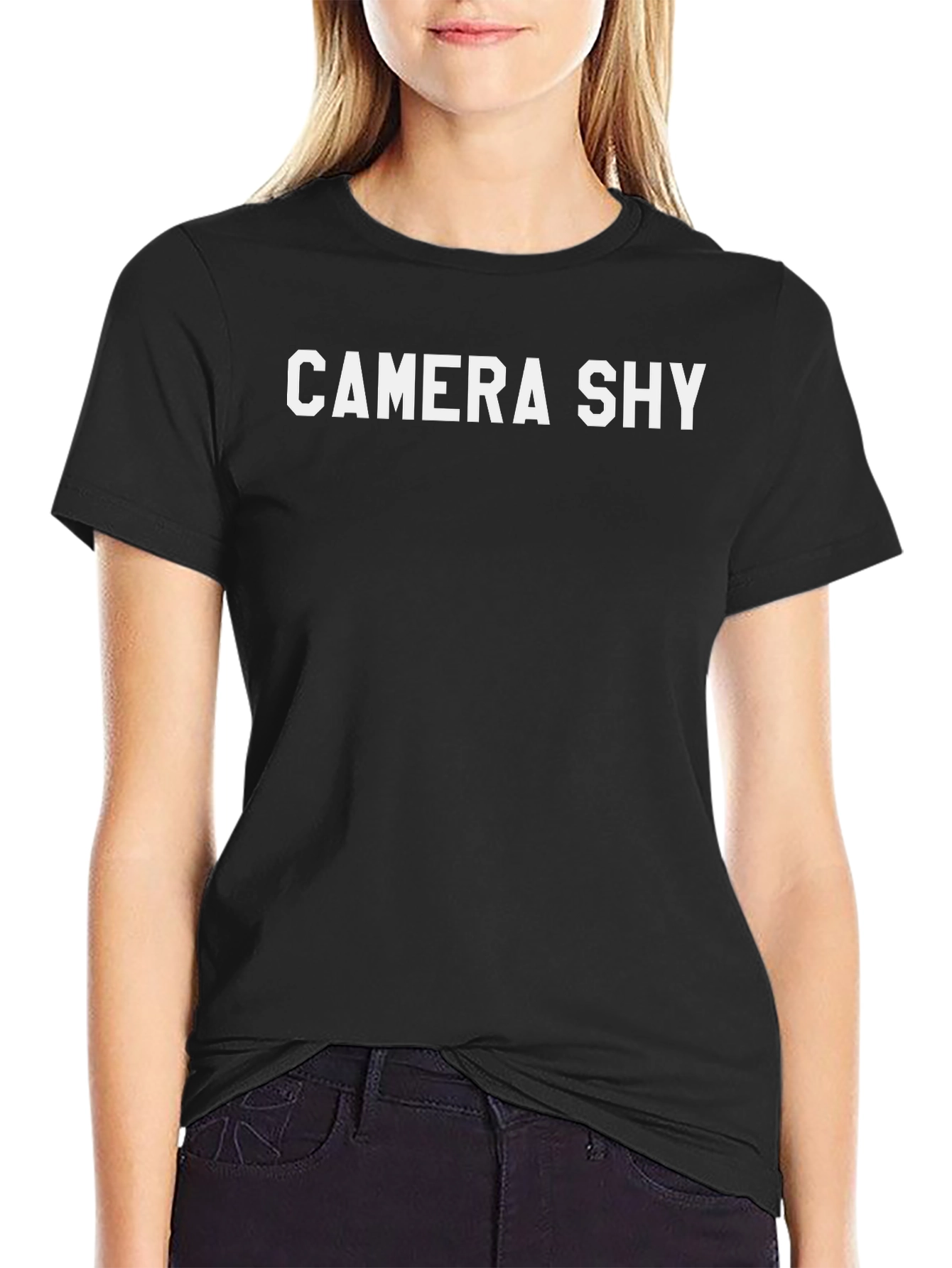 Black Camera Shy Graphic Tee - Cool, Casual, and Comfortable view 2