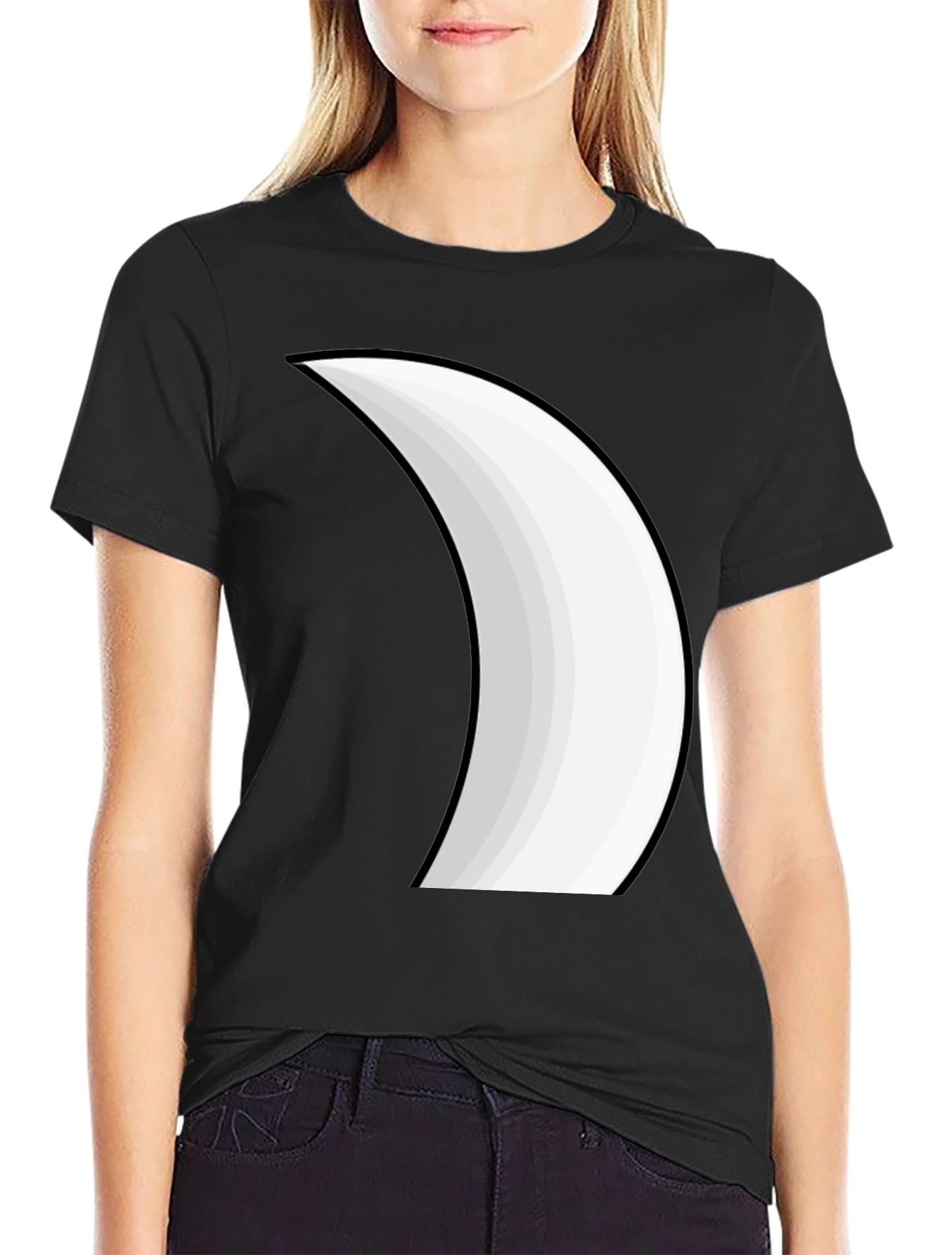 Black Crescent Moon Graphic T-Shirt - Stylish Black Tee view 2