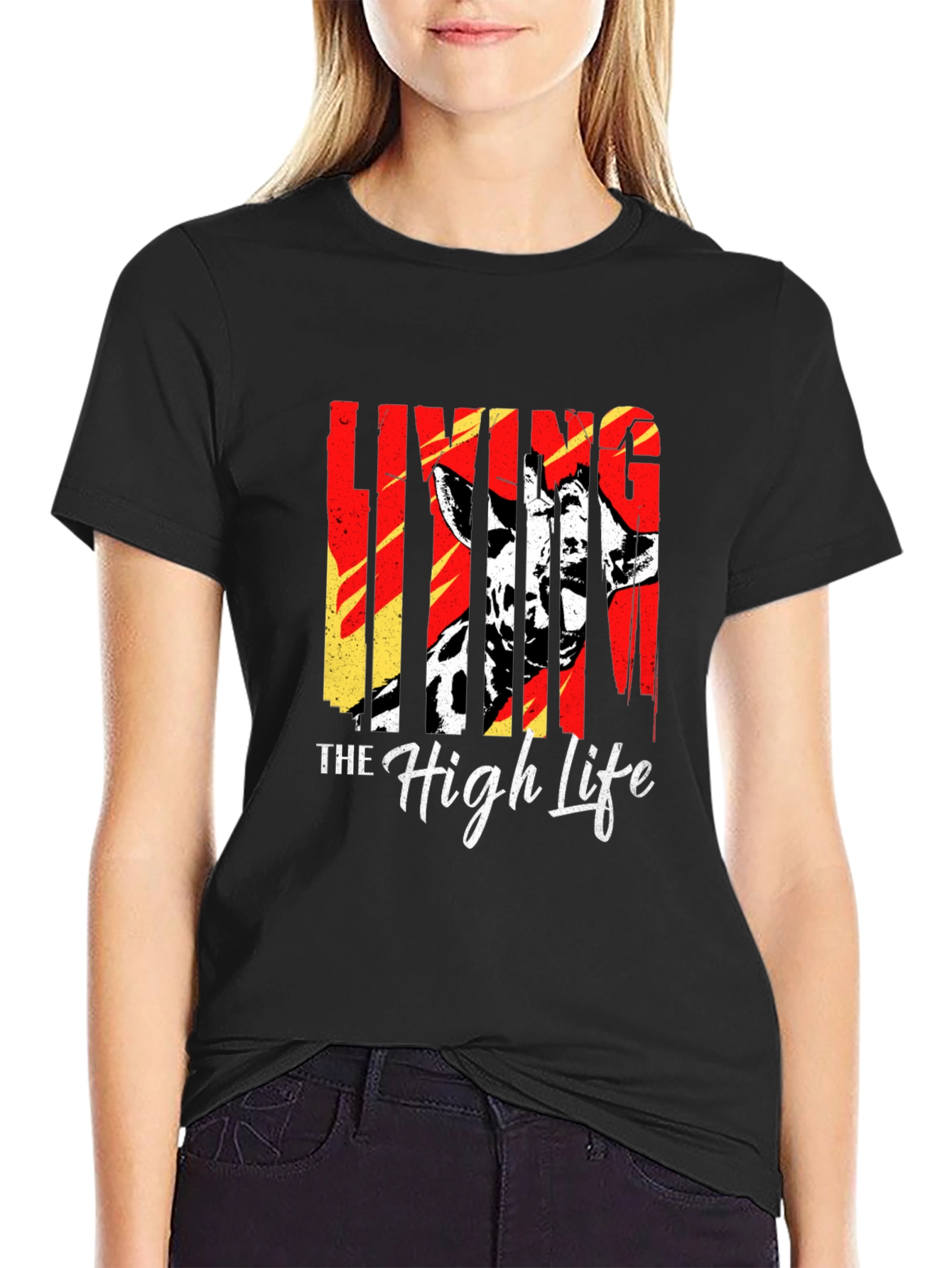 Black Living The High Life Giraffe T-Shirt - Black view 2
