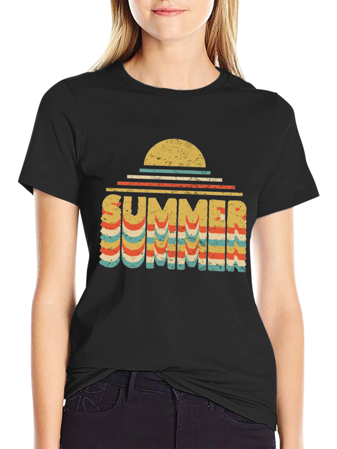 Black Retro Summer T-Shirt view 2