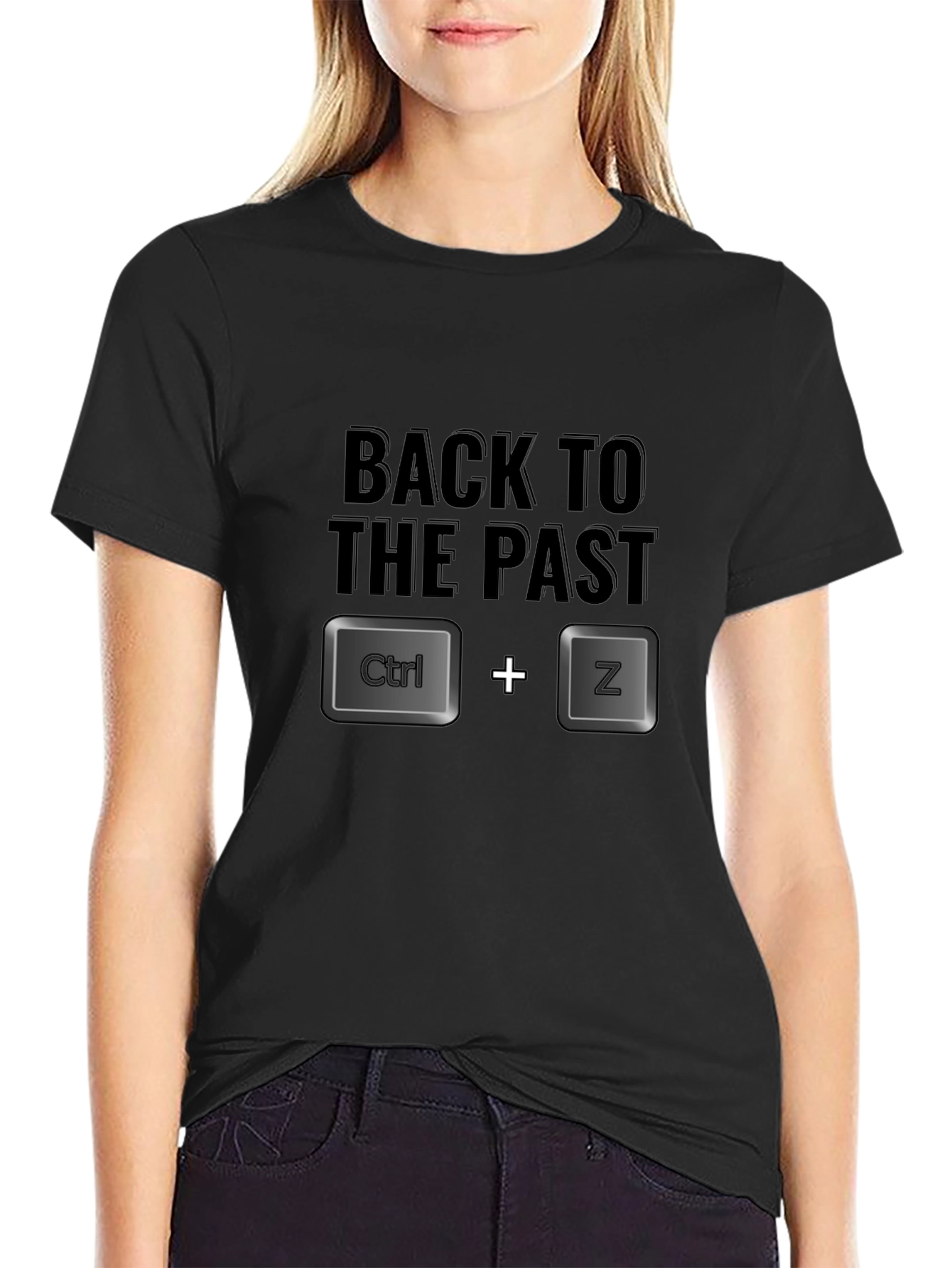 Black Back to the Past Ctrl+Z Black T-Shirt view 2