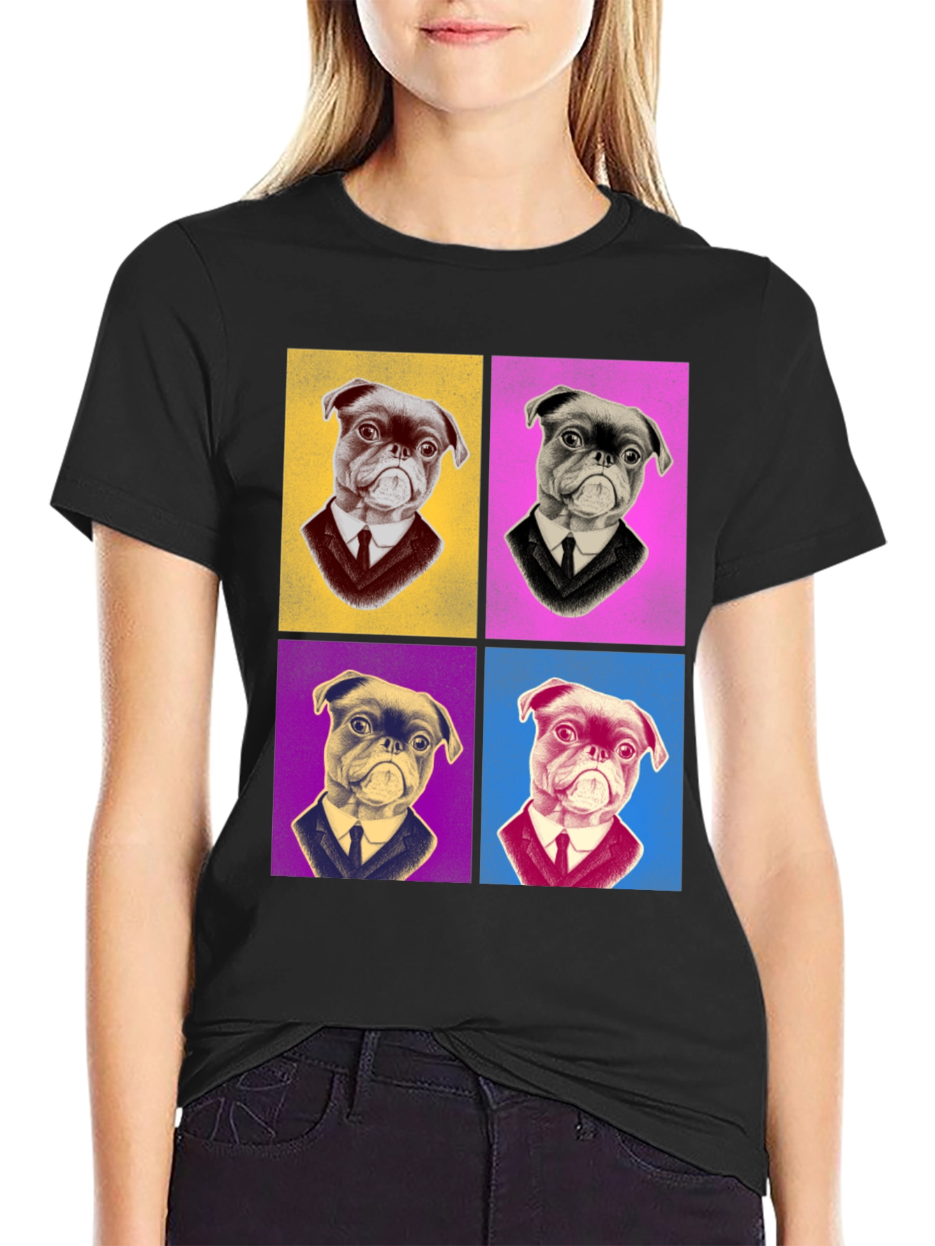 Black Pop Art Pug T-Shirt - Stylish Graphic Tee view 2