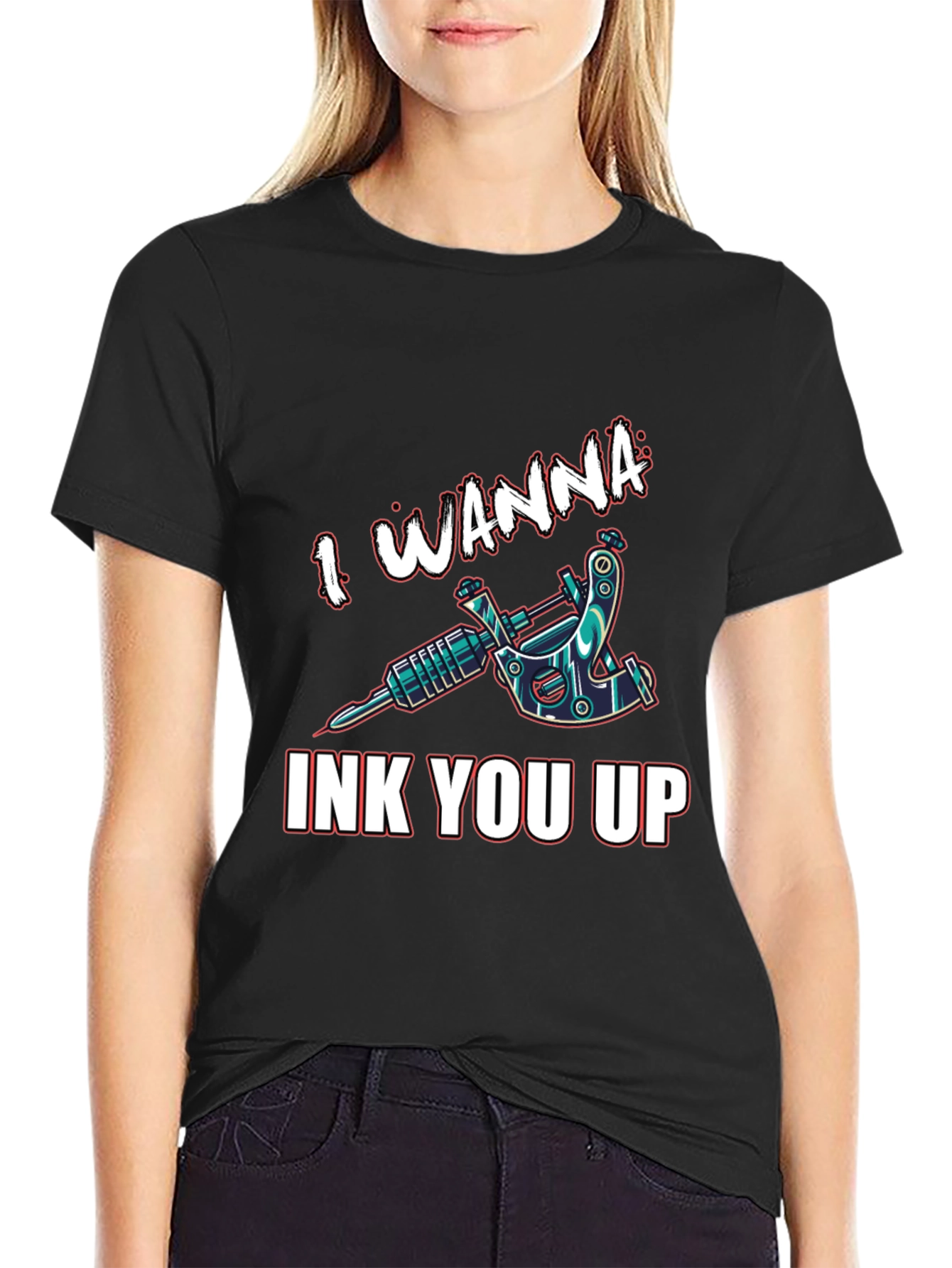 Black I Wanna Ink You Up Tattoo T-Shirt - Black Cotton view 2