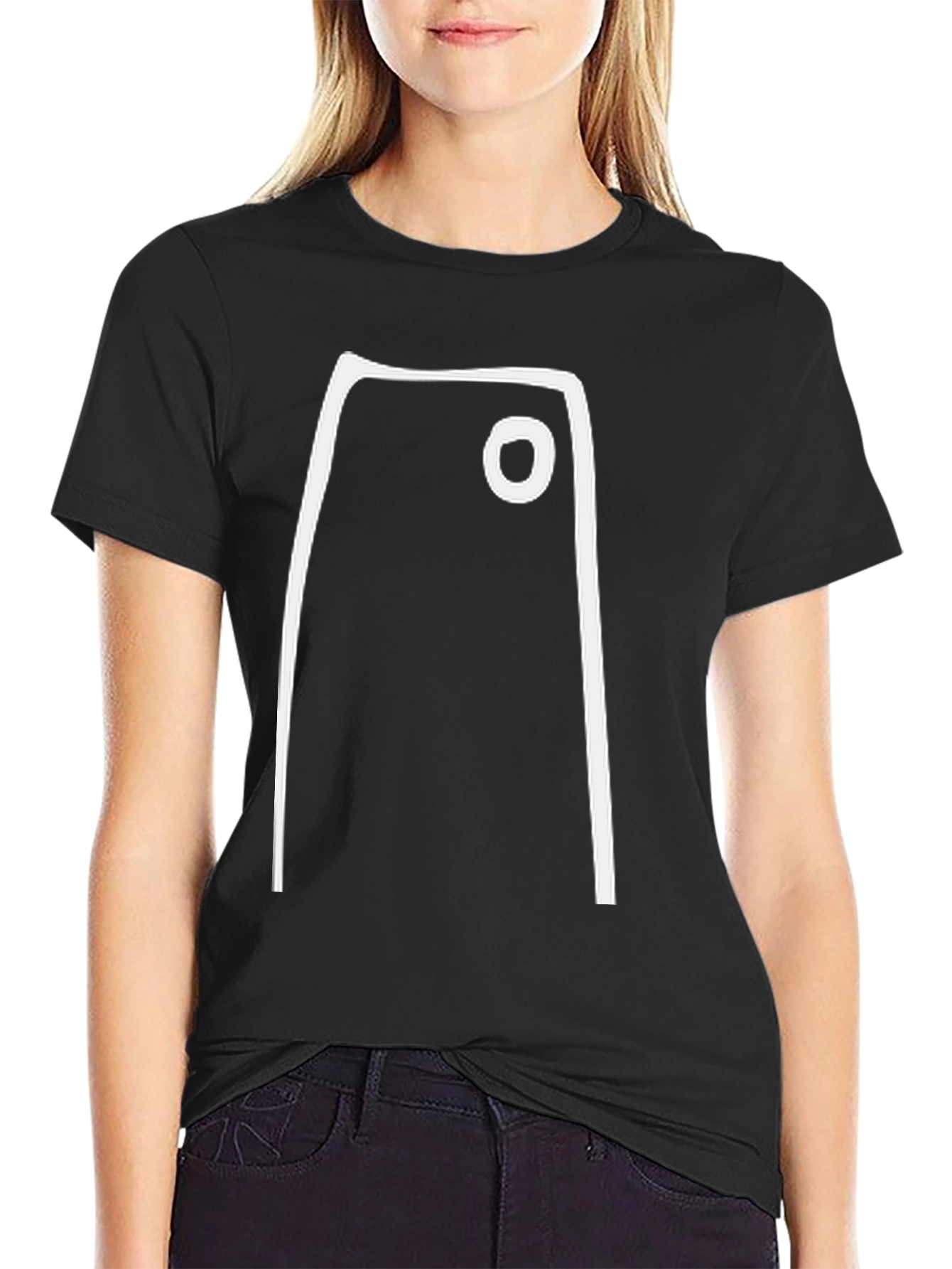 Black Minimalist Graphic Tee - Abstract White Shape on Black view 2
