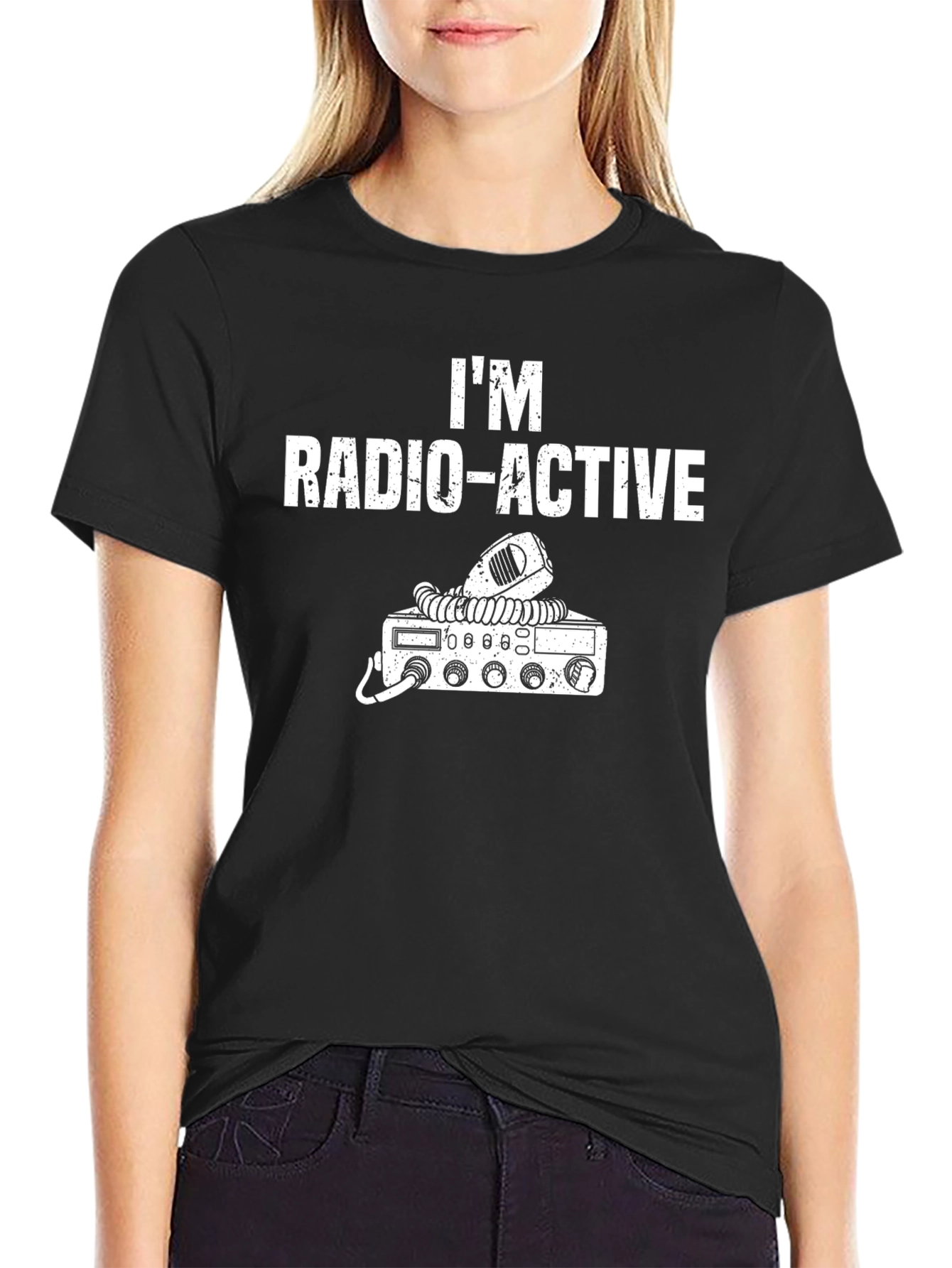 Black I'm Radio-Active Funny Ham Radio T-Shirt view 2