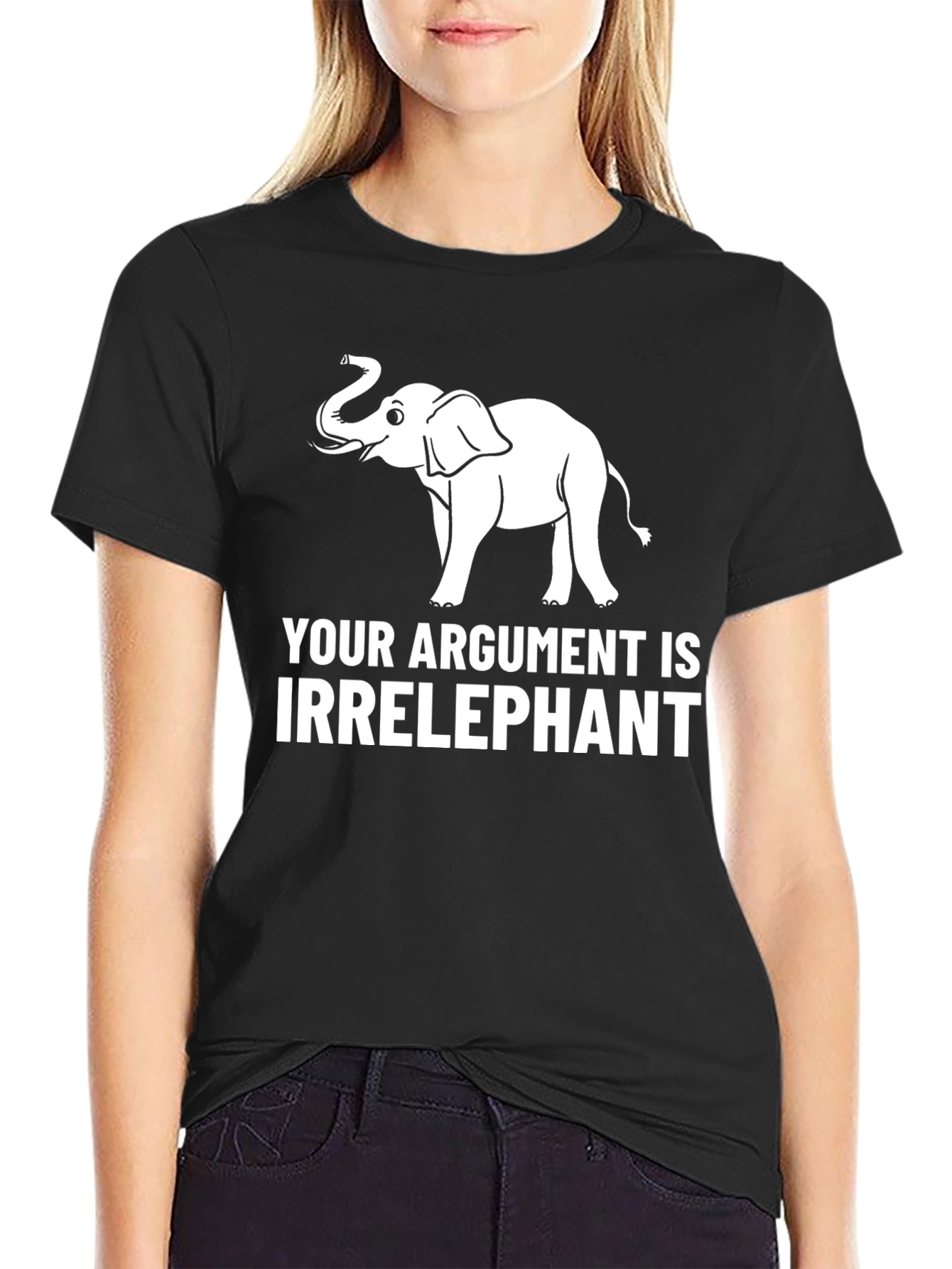 Black Irrelephant Graphic Tee - Funny Animal Pun T-Shirt view 2