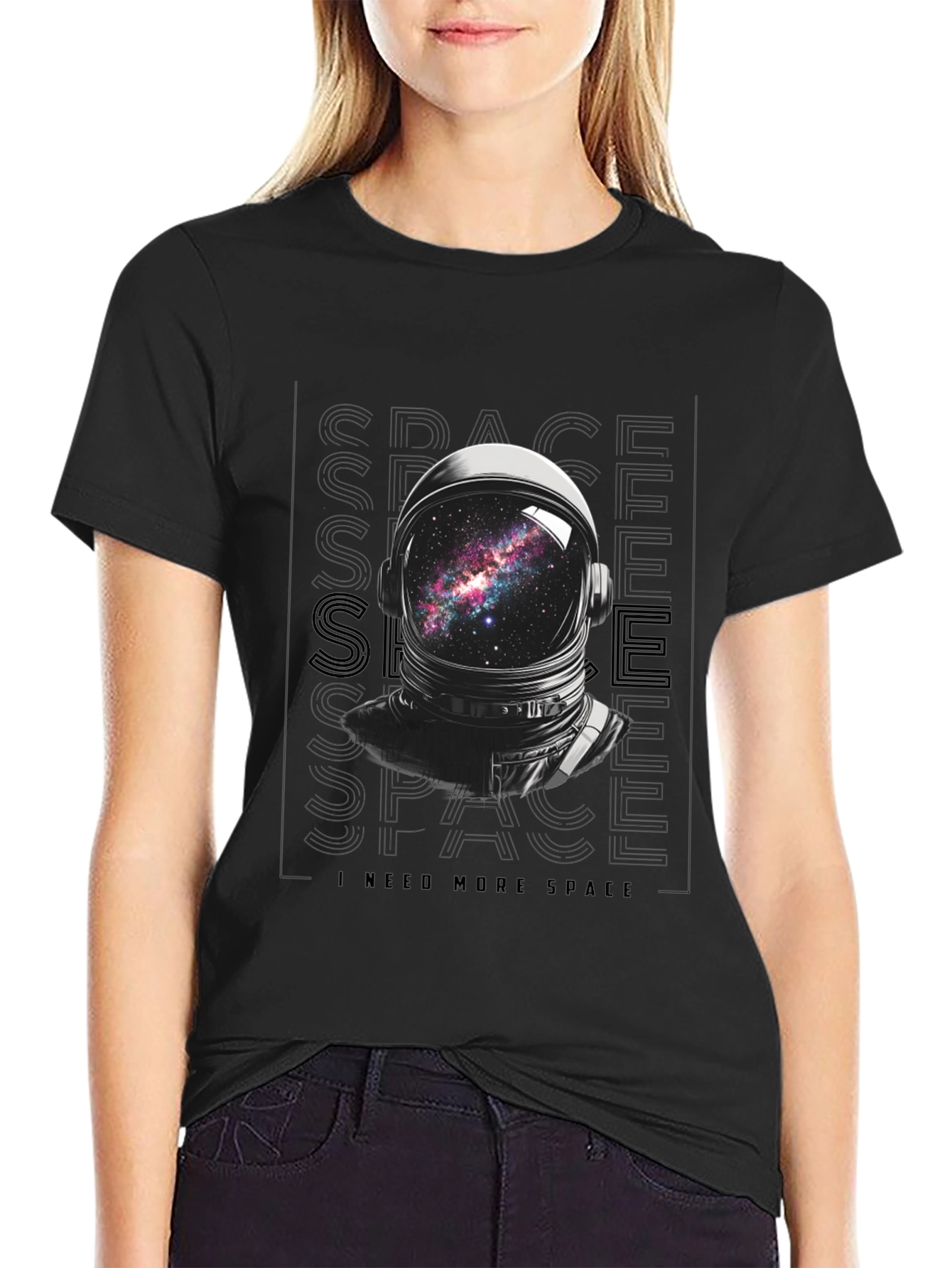 Black Astronaut Galaxy T-Shirt - I Need More Space Tee view 2